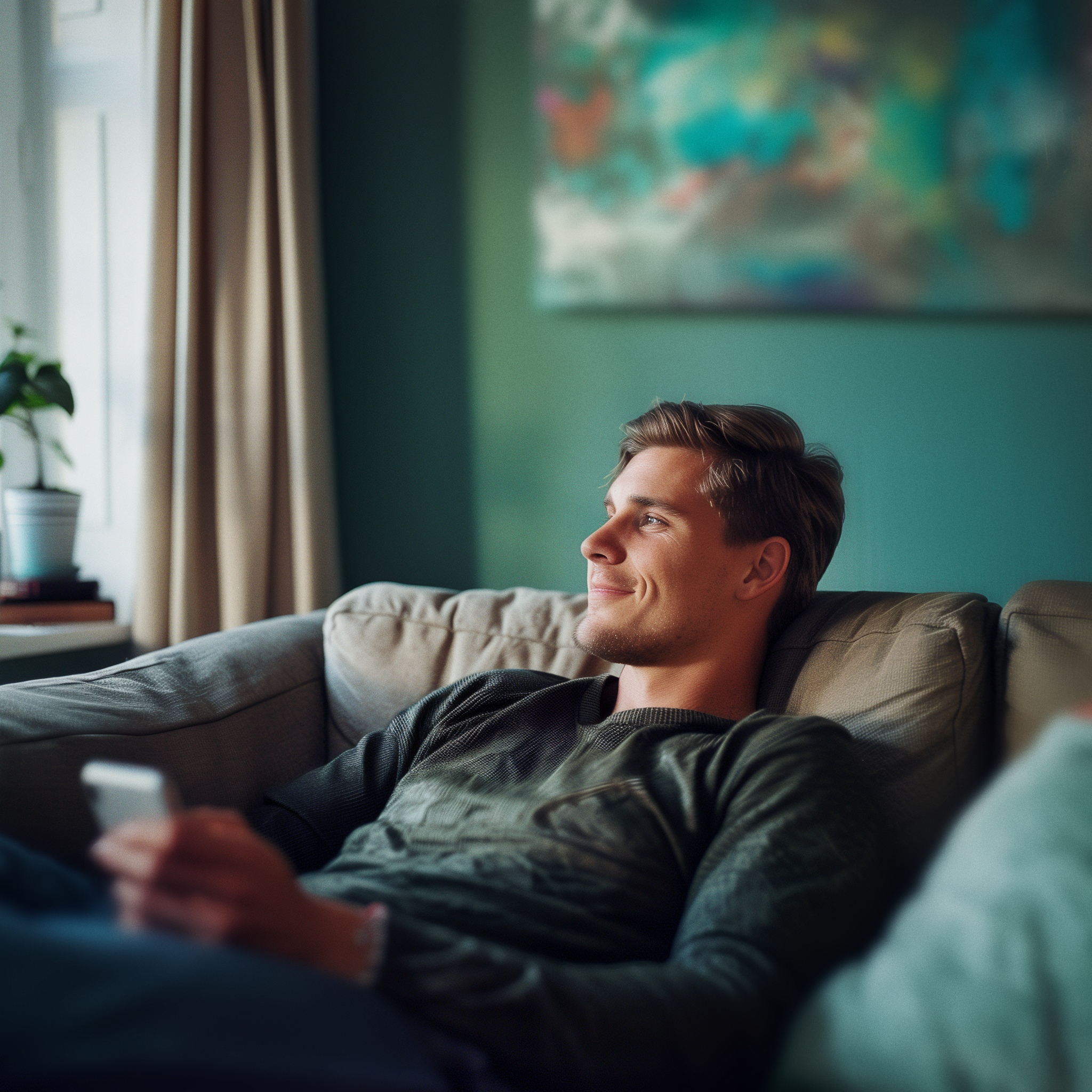 Man relaxing in sofa