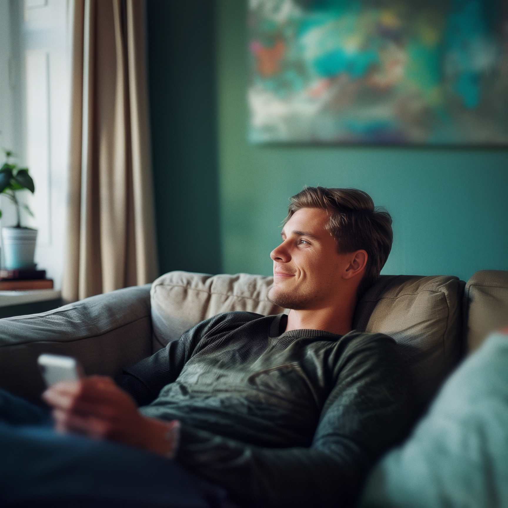 Man relaxing in sofa