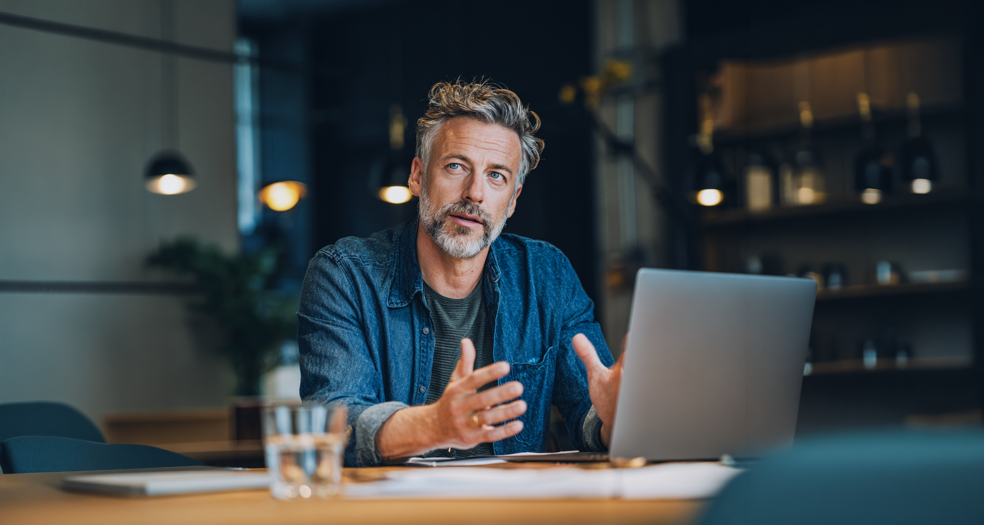 Business man with desktop