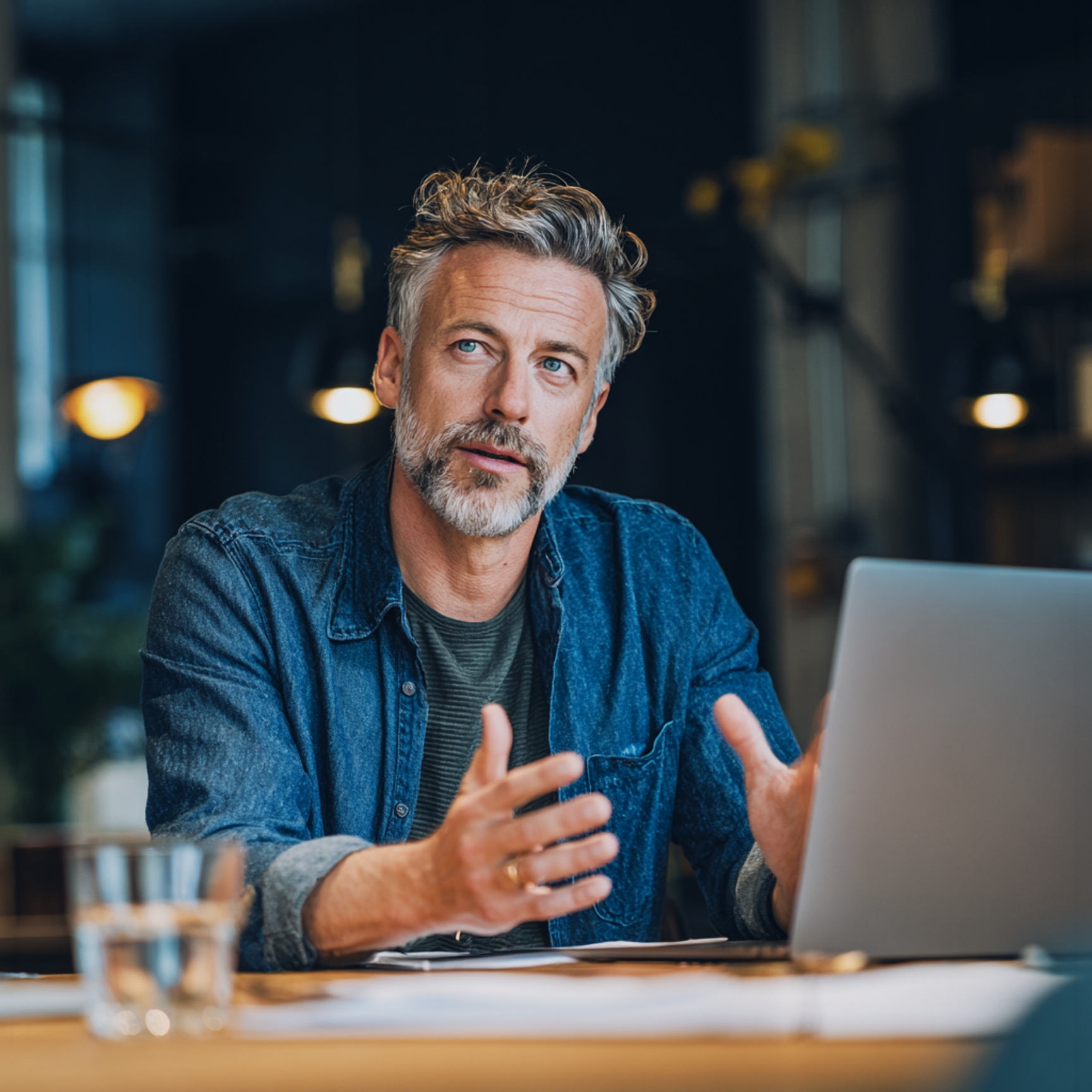 Business man with desktop