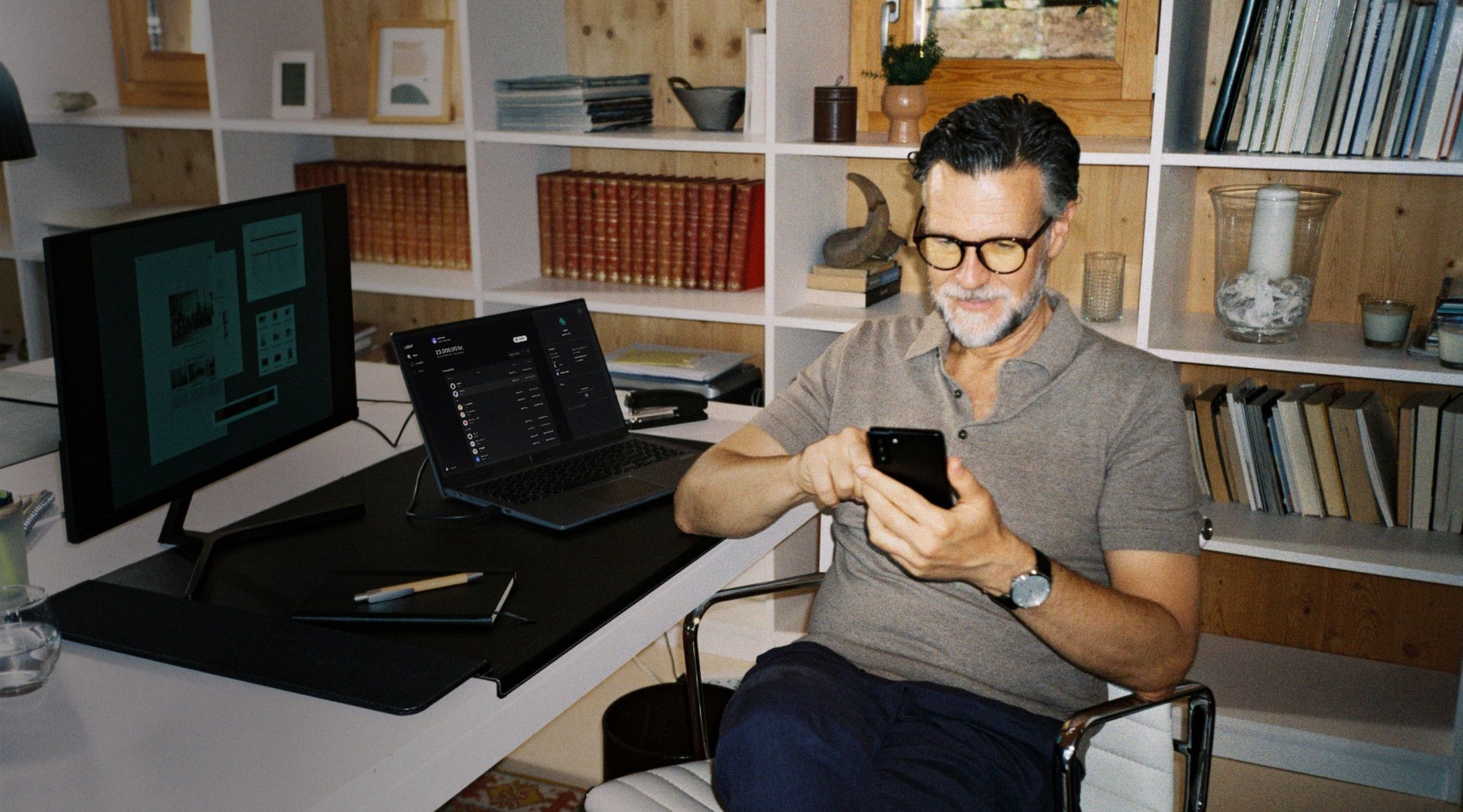 Business man on phone With black overlay