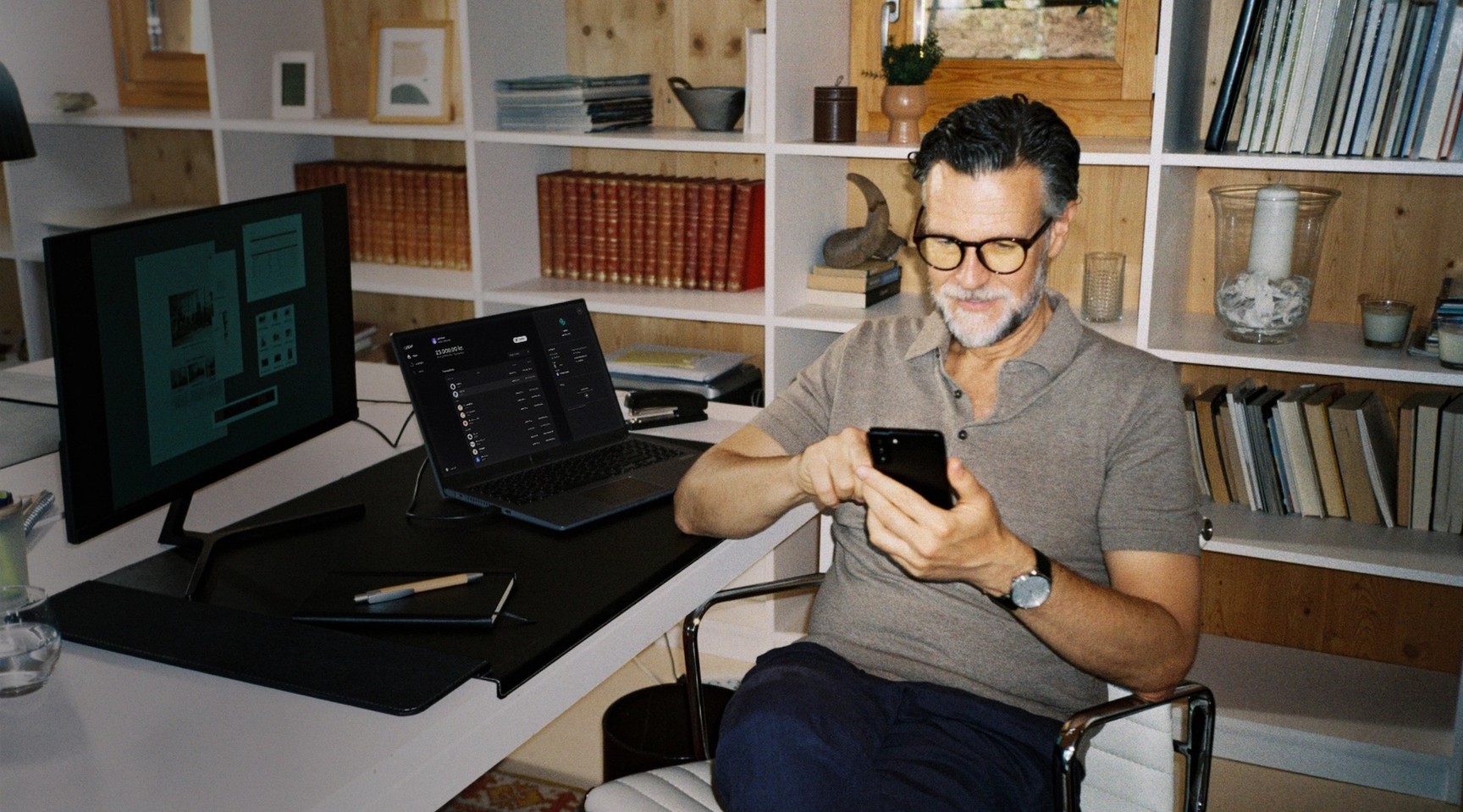 Business man on phone With black overlay