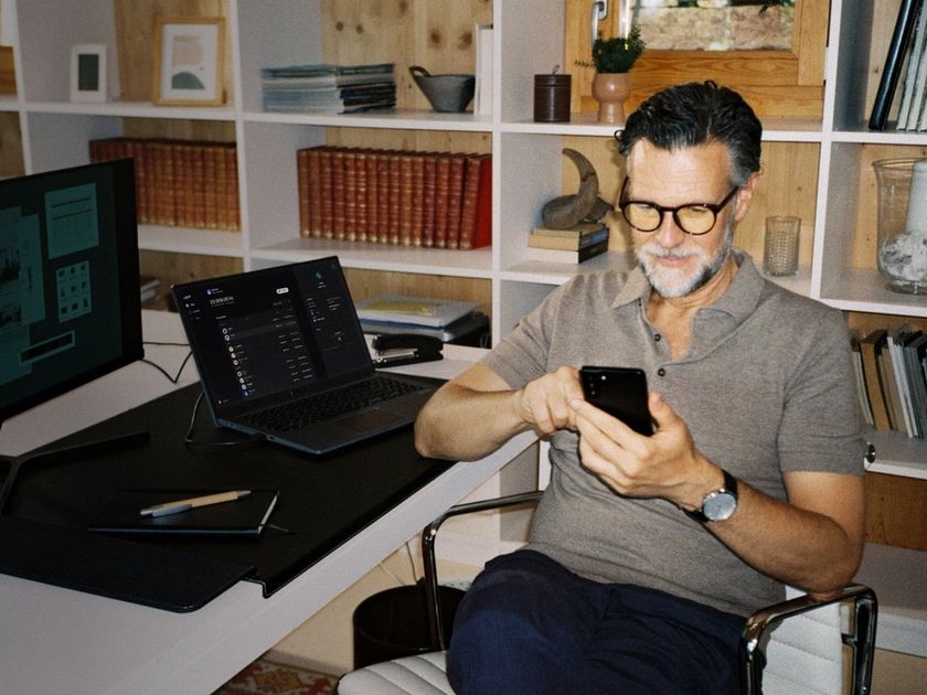 Business man on phone With black overlay