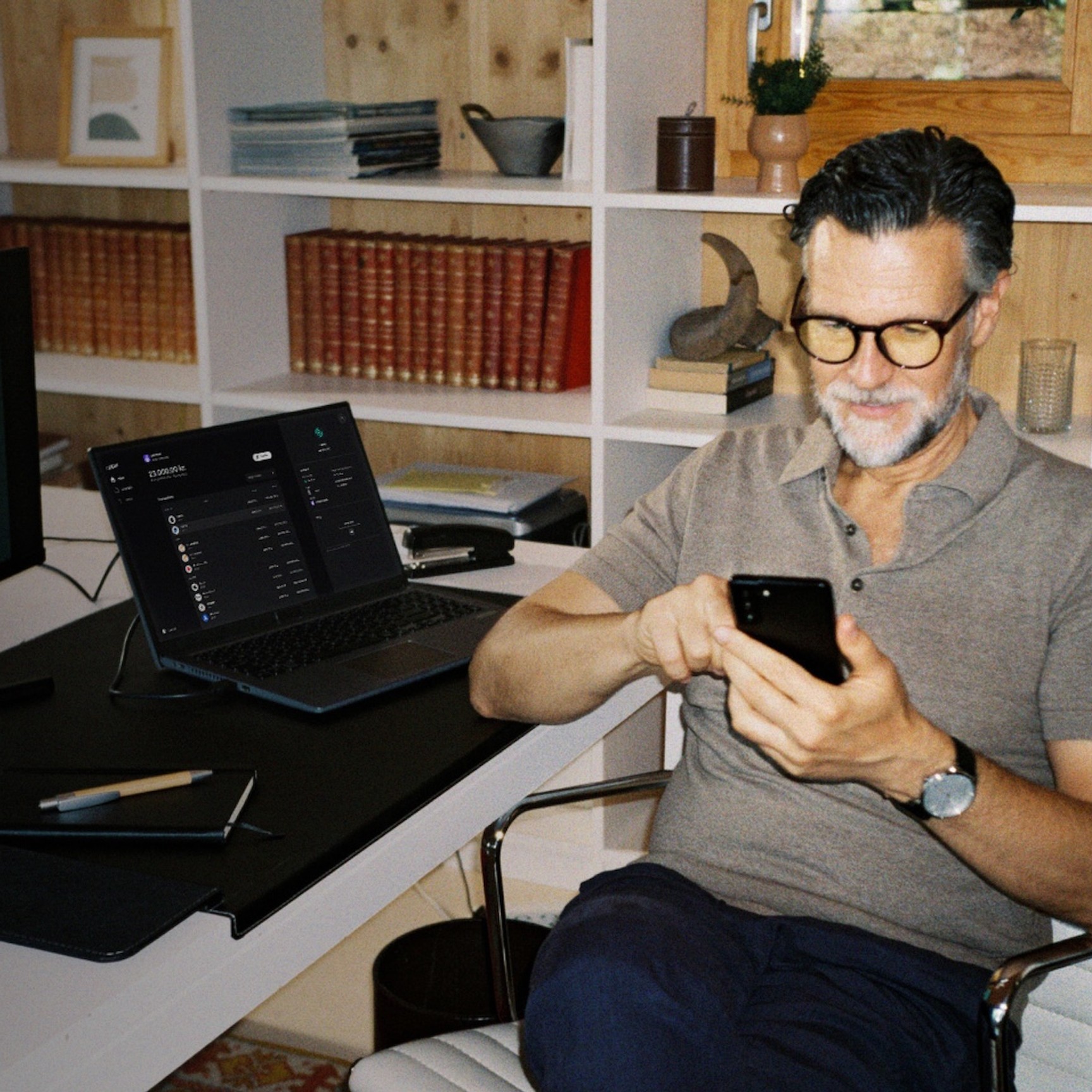 Business man on phone With black overlay