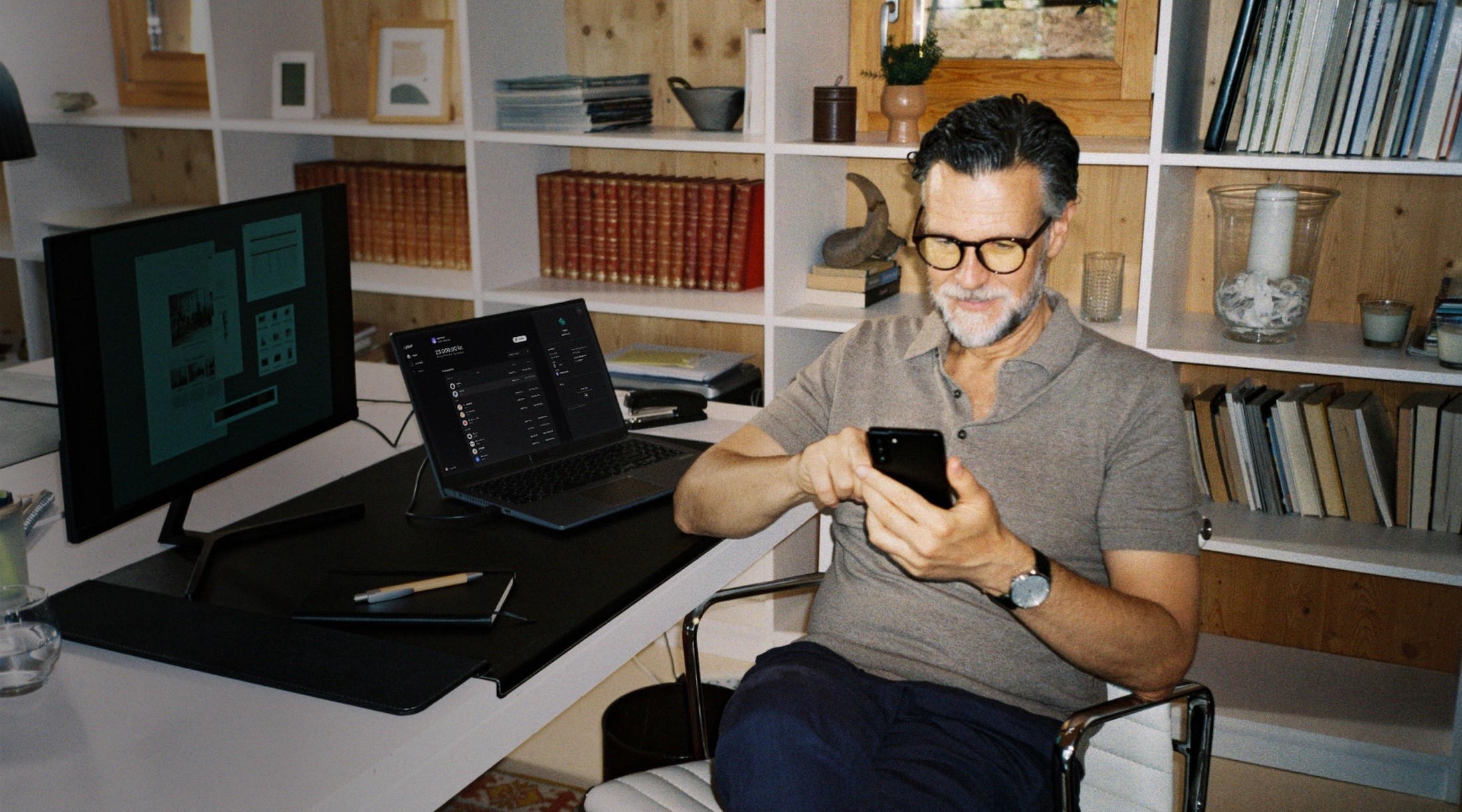 Business man on phone With black overlay