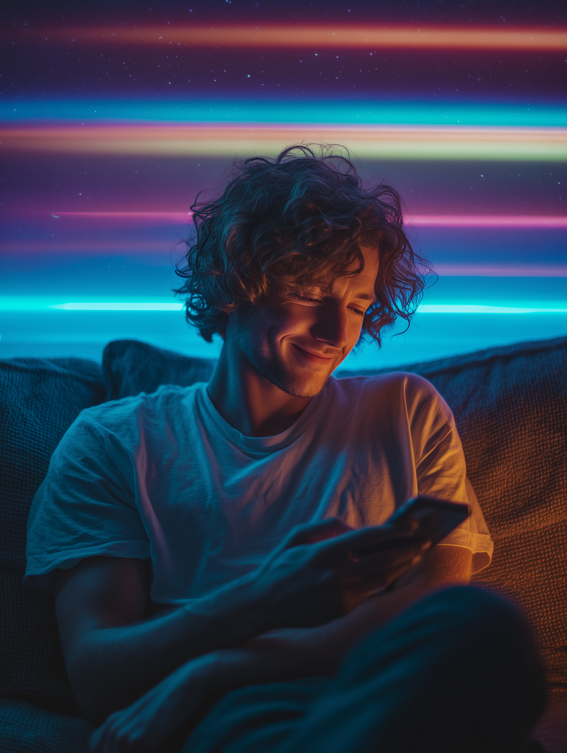 En teenager i en gul ternet skjorte og hue laver et sjovt ansigt og rækker tunge ad kameraet med hænderne bag hovedet.