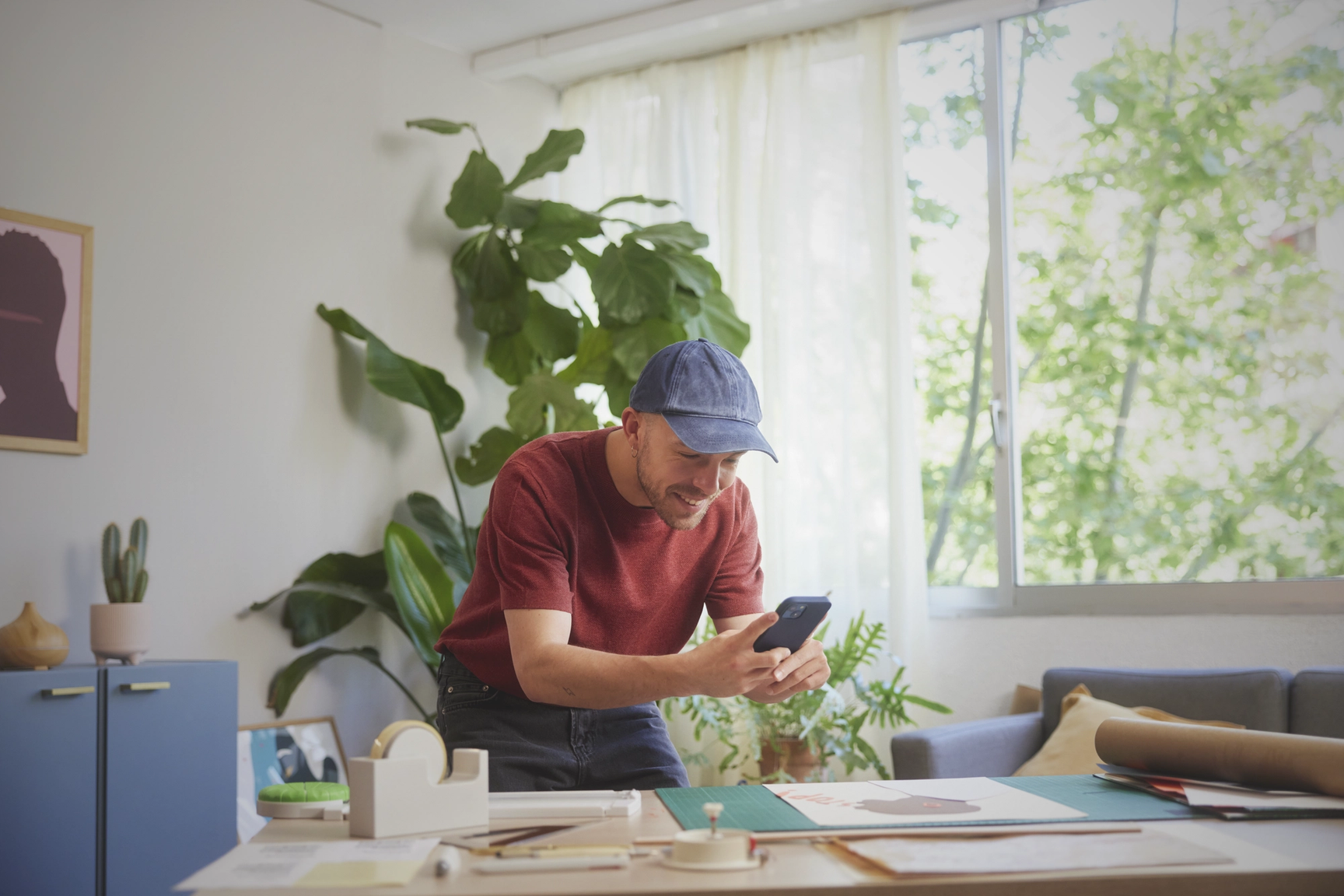 Man take picture hobby table business