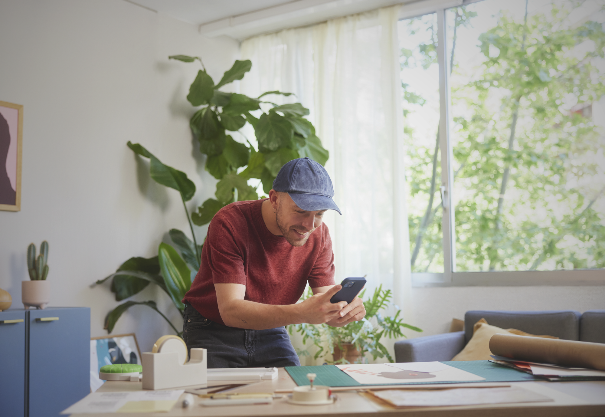 Man take picture hobby table business