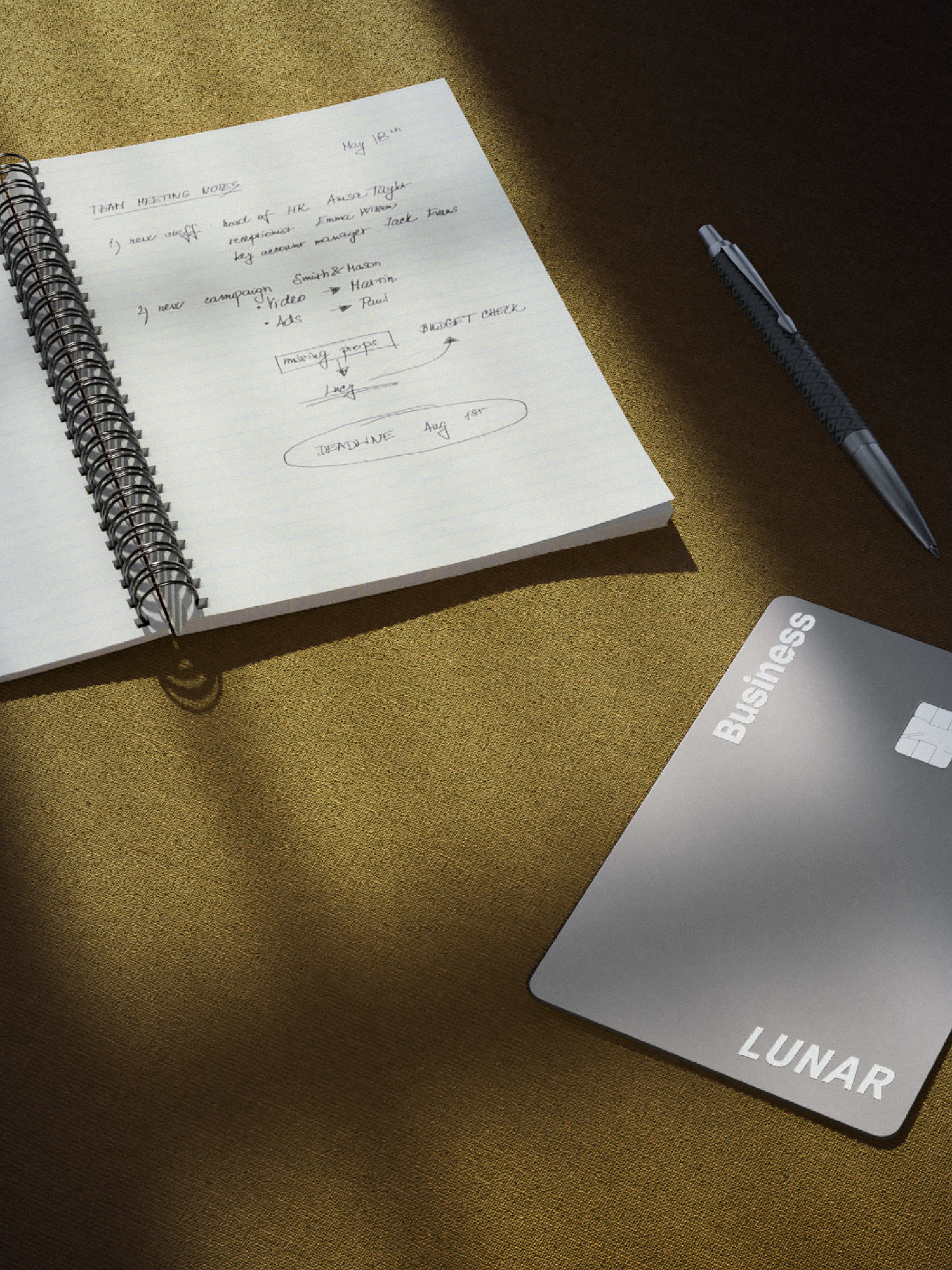 Business card and notebook