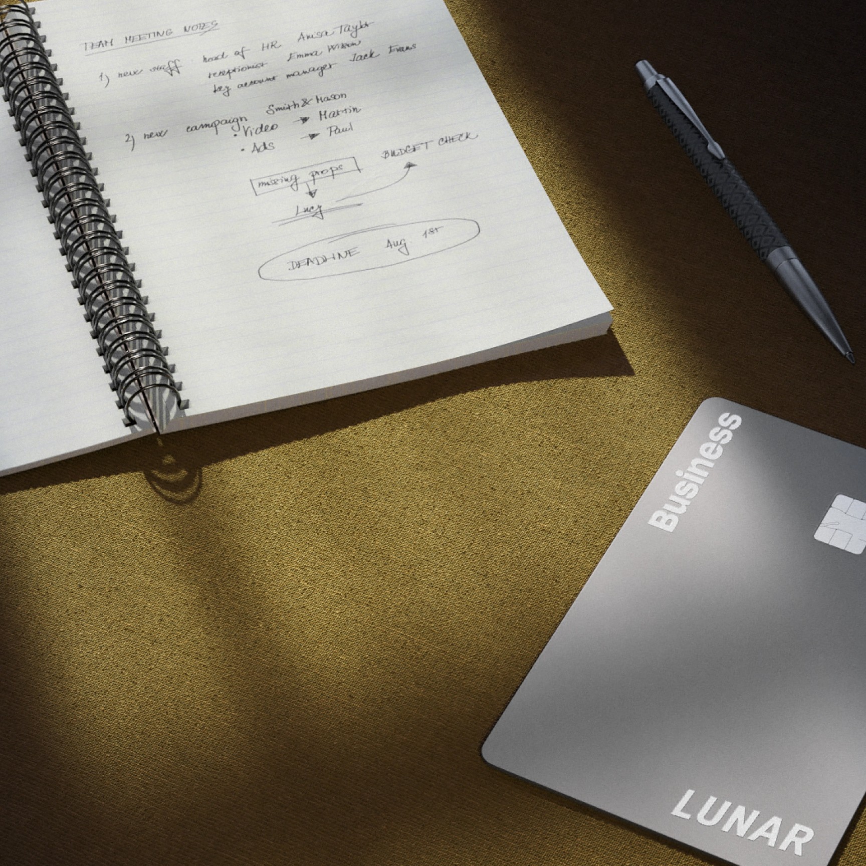 Business card and notebook