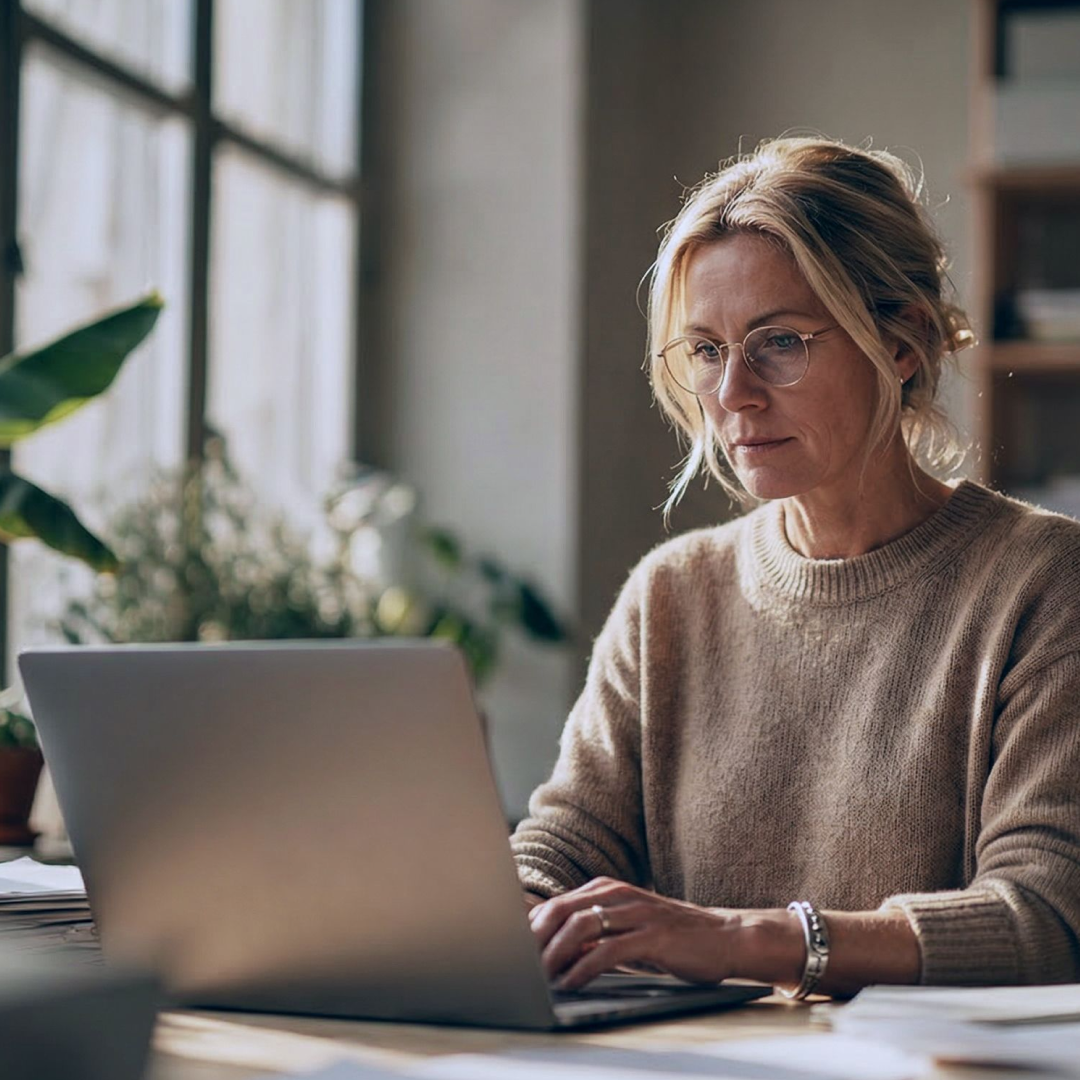 Business lady with laptop