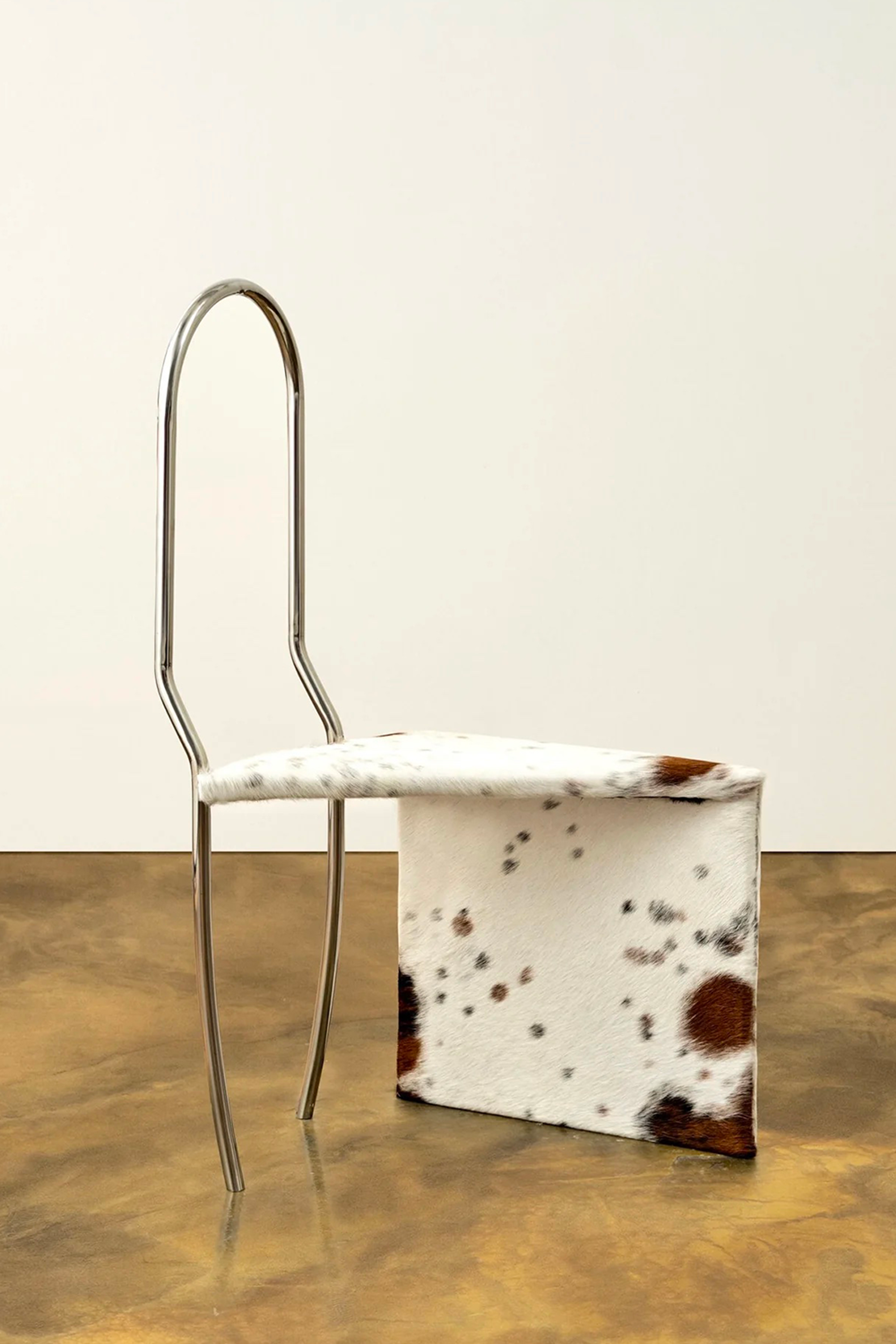 Stainless Steel Chair with Natural Cowhide Leather