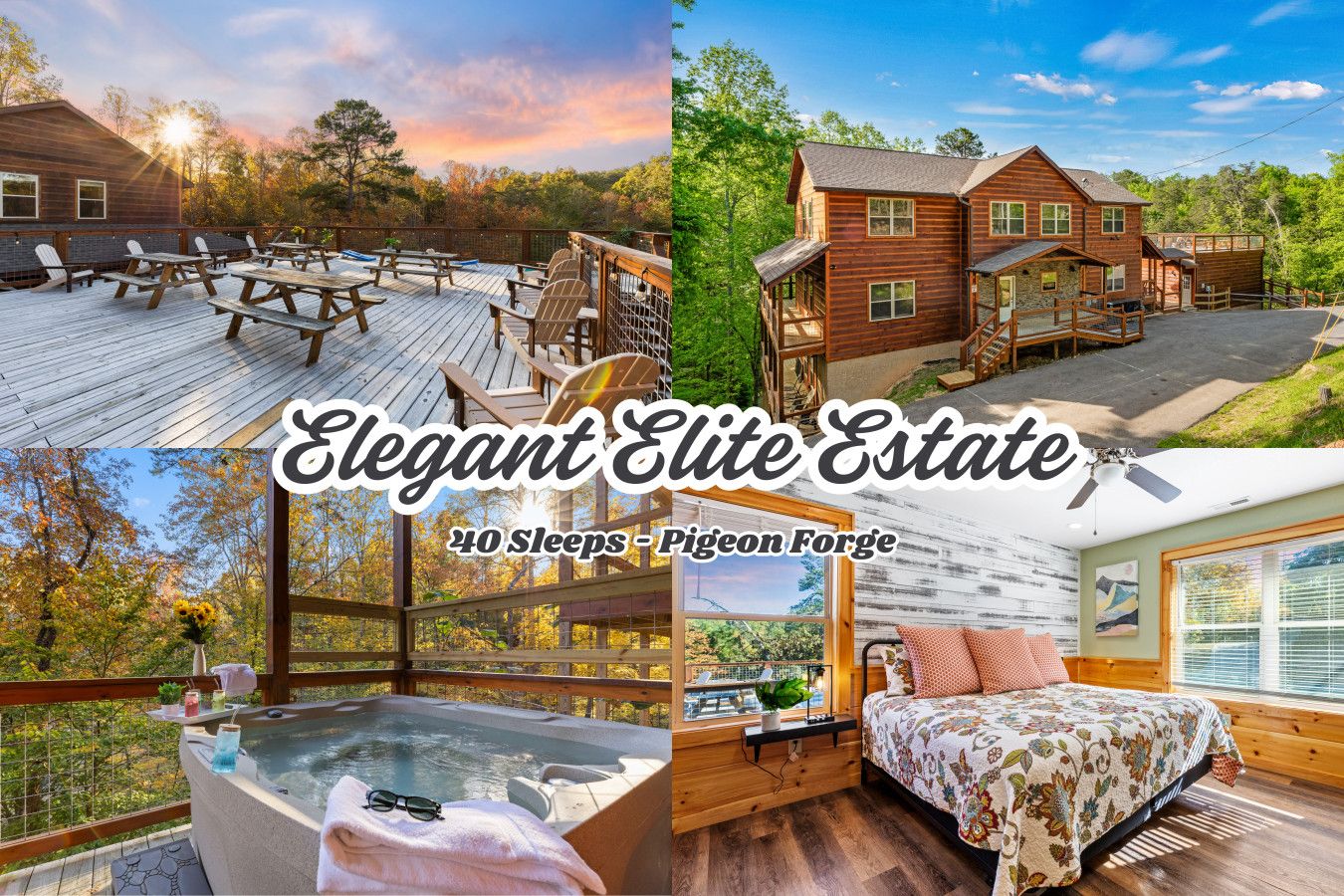 Exterior of Elegant Elite Estate in the Smoky Mountains.