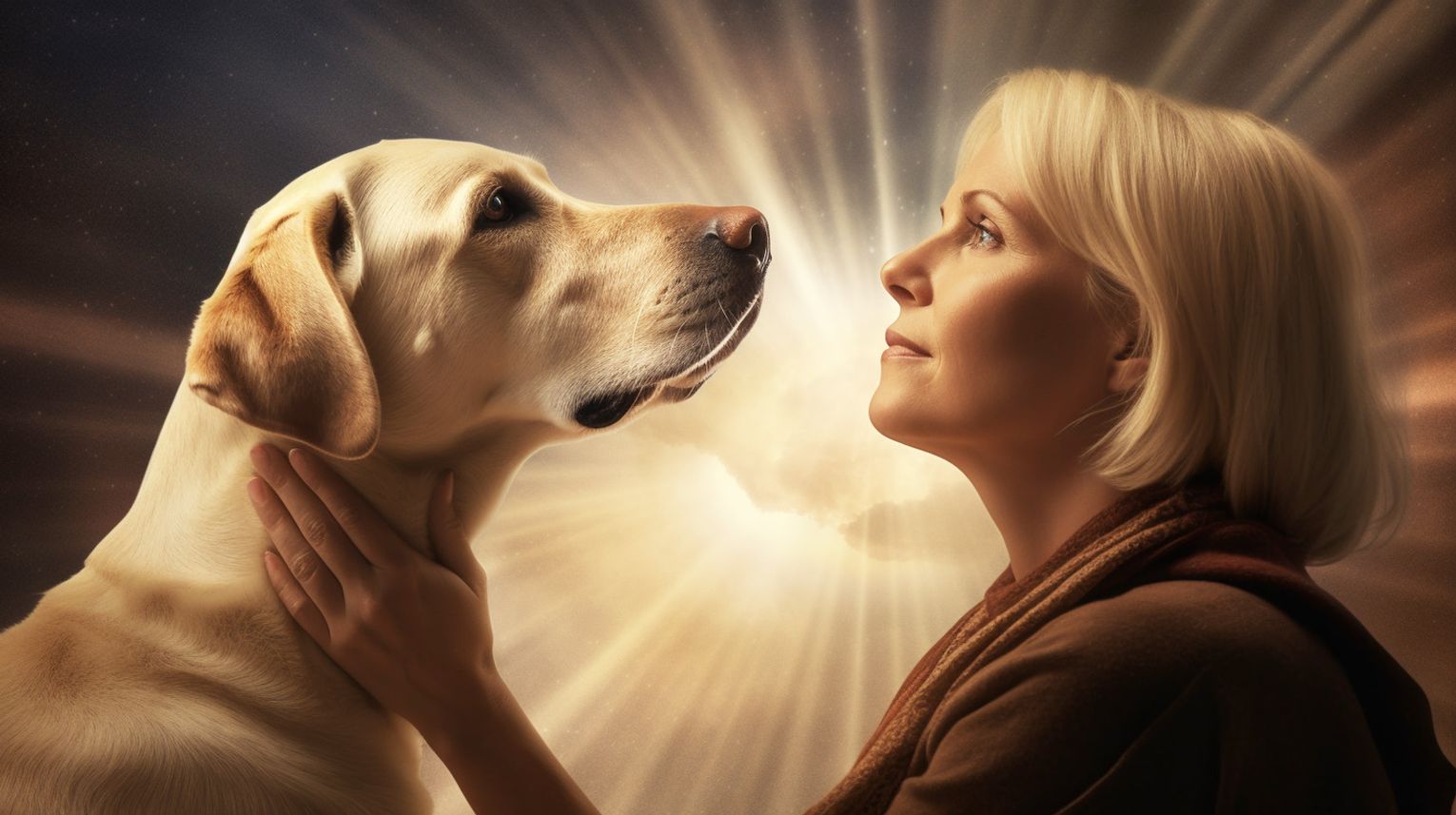 A pet psychic with her labrador dog