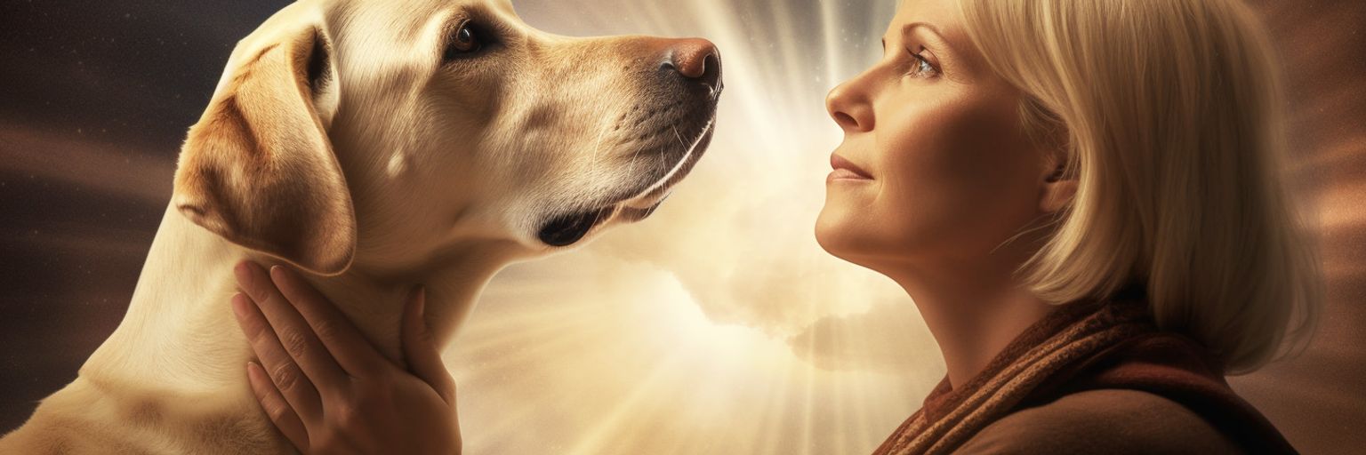 A pet psychic with her labrador dog