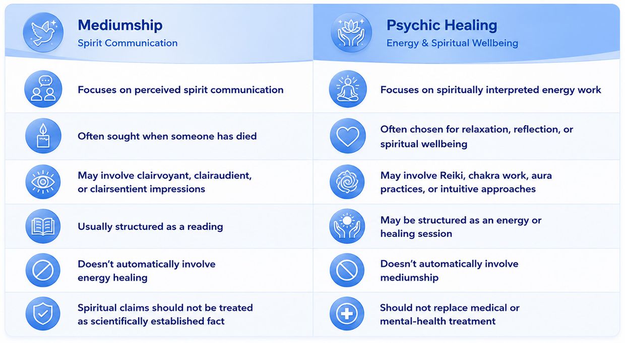 Mediumship and Psychic Healing: Mediumship and Psychic Healing Compared