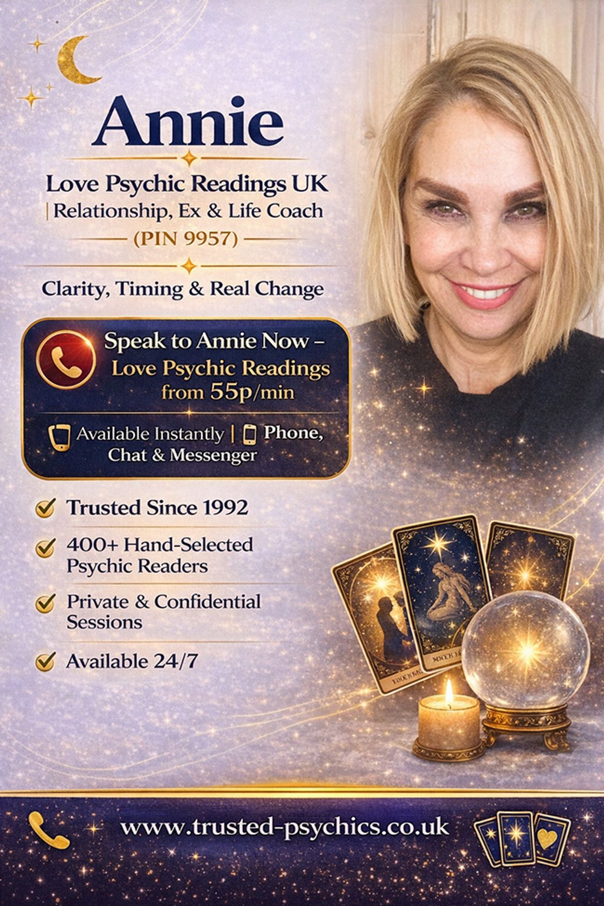 Annie Psychic UK (PIN 9957) | Love, Ex & Life Coach Insight