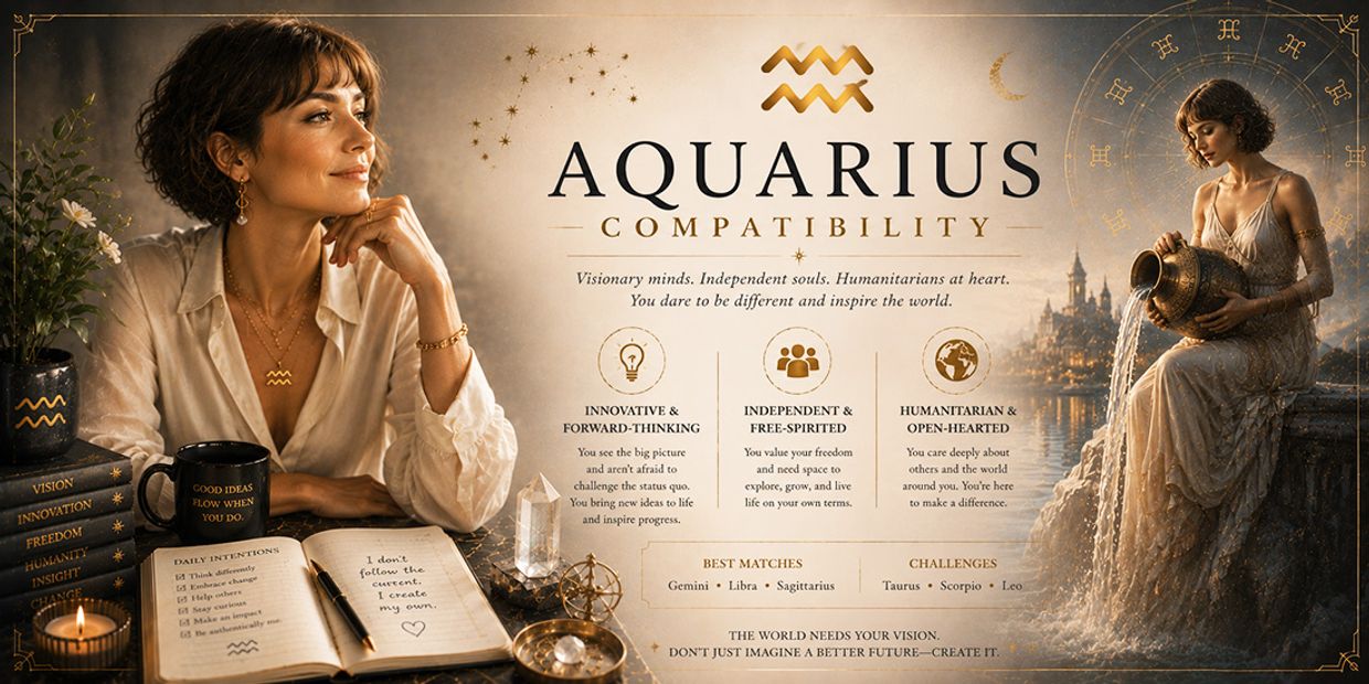 Who Is Aquarius Most Compatible With in Love and Relationships? Aquarius Compatibility Infographic