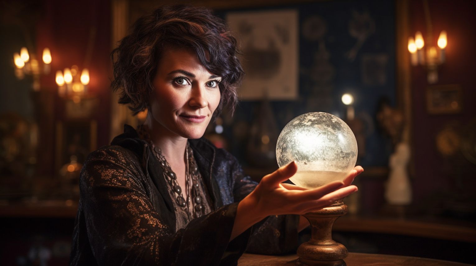 A Medium Reader holding a crystal ball