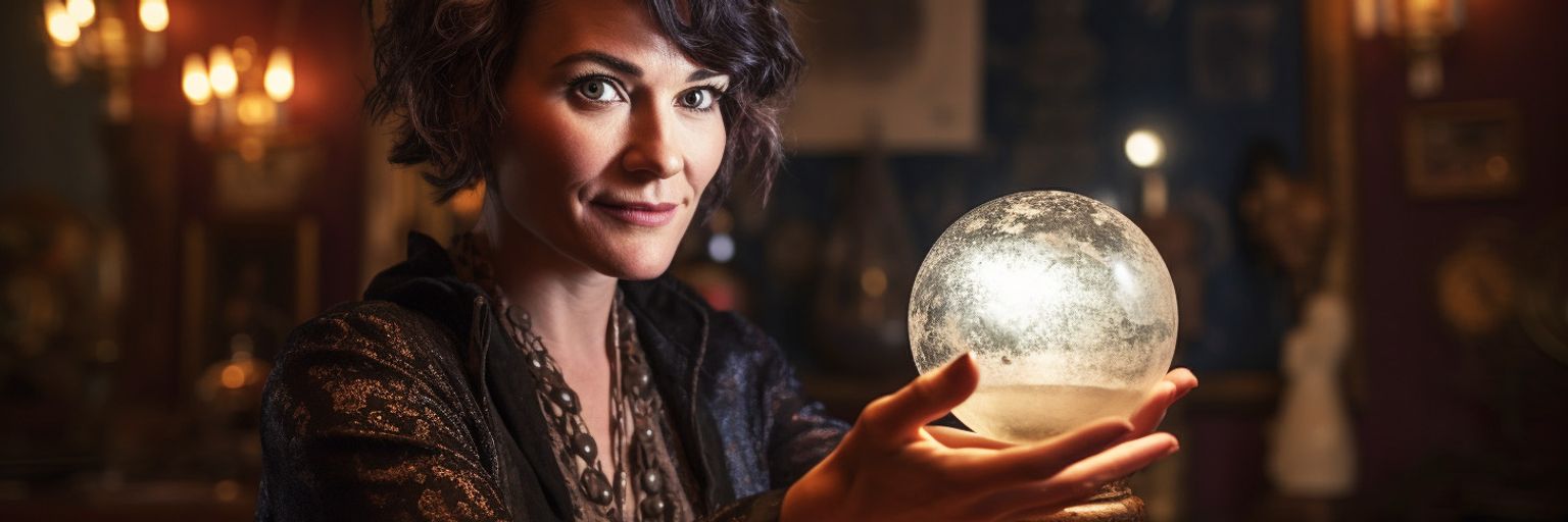 A Medium Reader holding a crystal ball