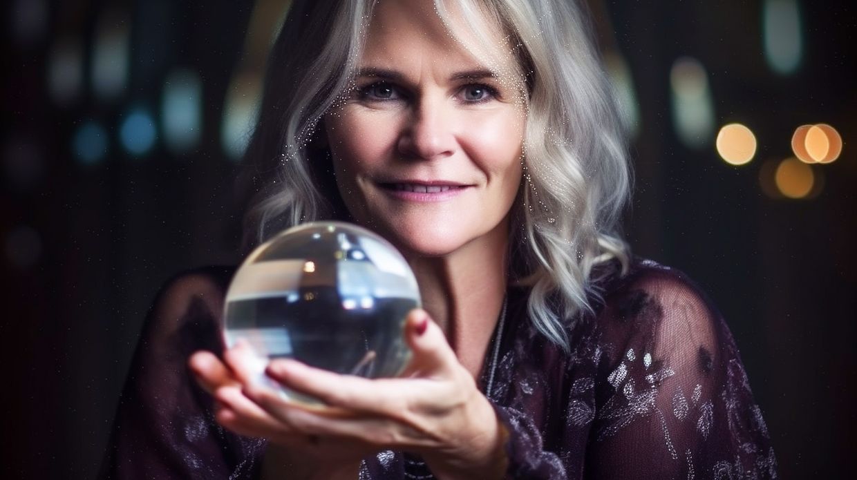 A Medium reader holding a glass crystal ball