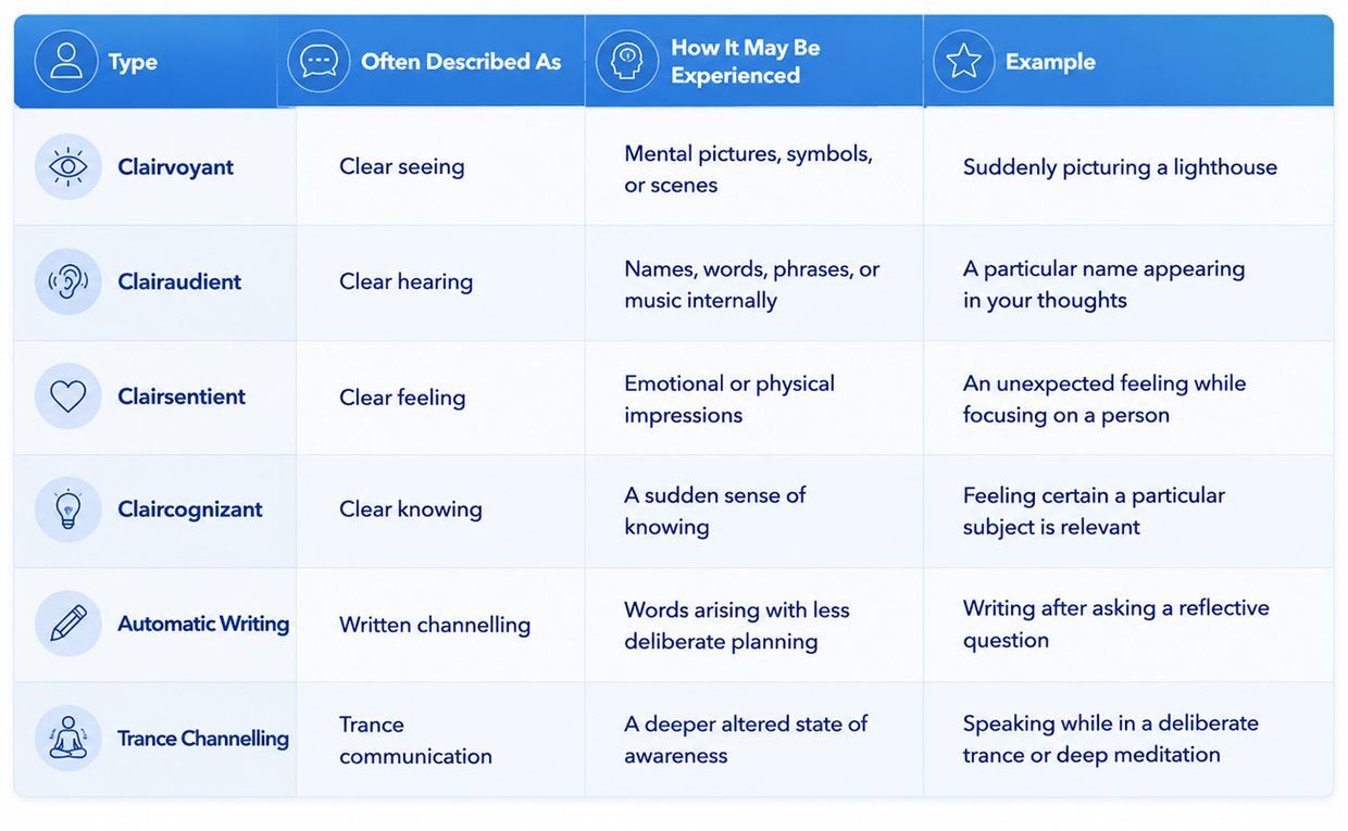 Types of Channelling and Ways Information May Be Experienced