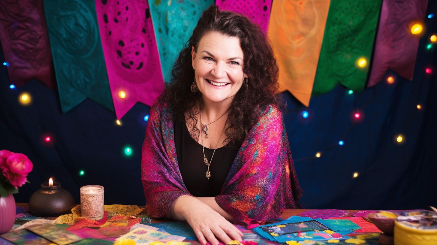 A Tarot reading conducting a love tarot reading