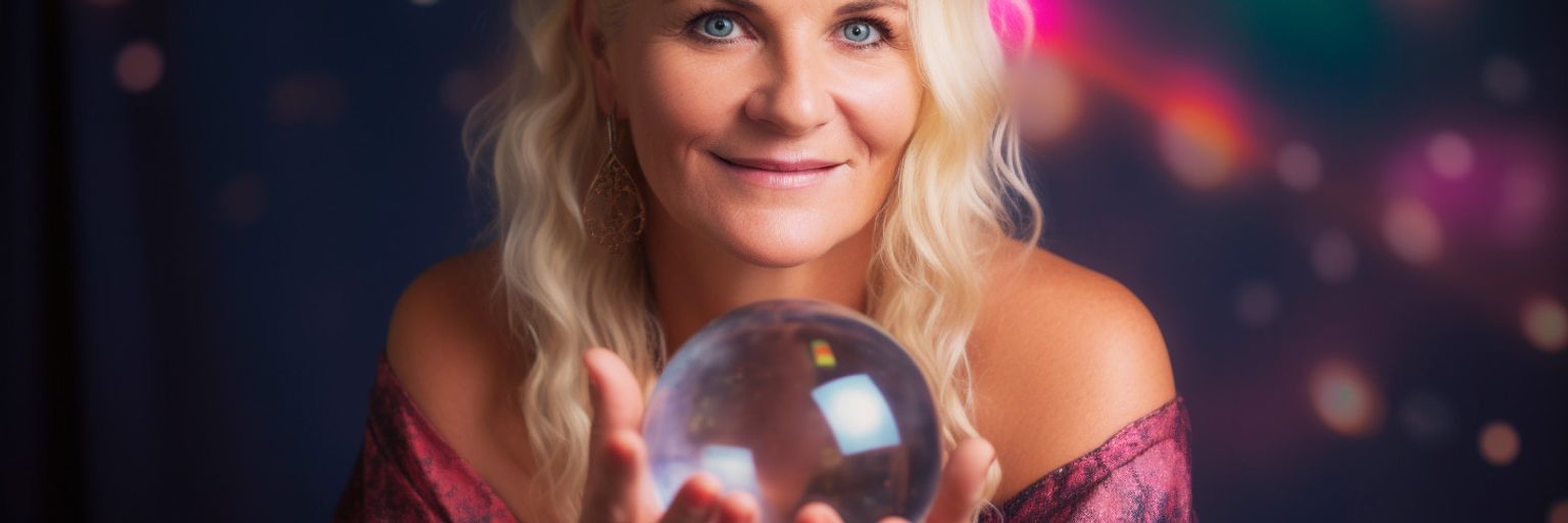 A female psychic with her crystal ball
