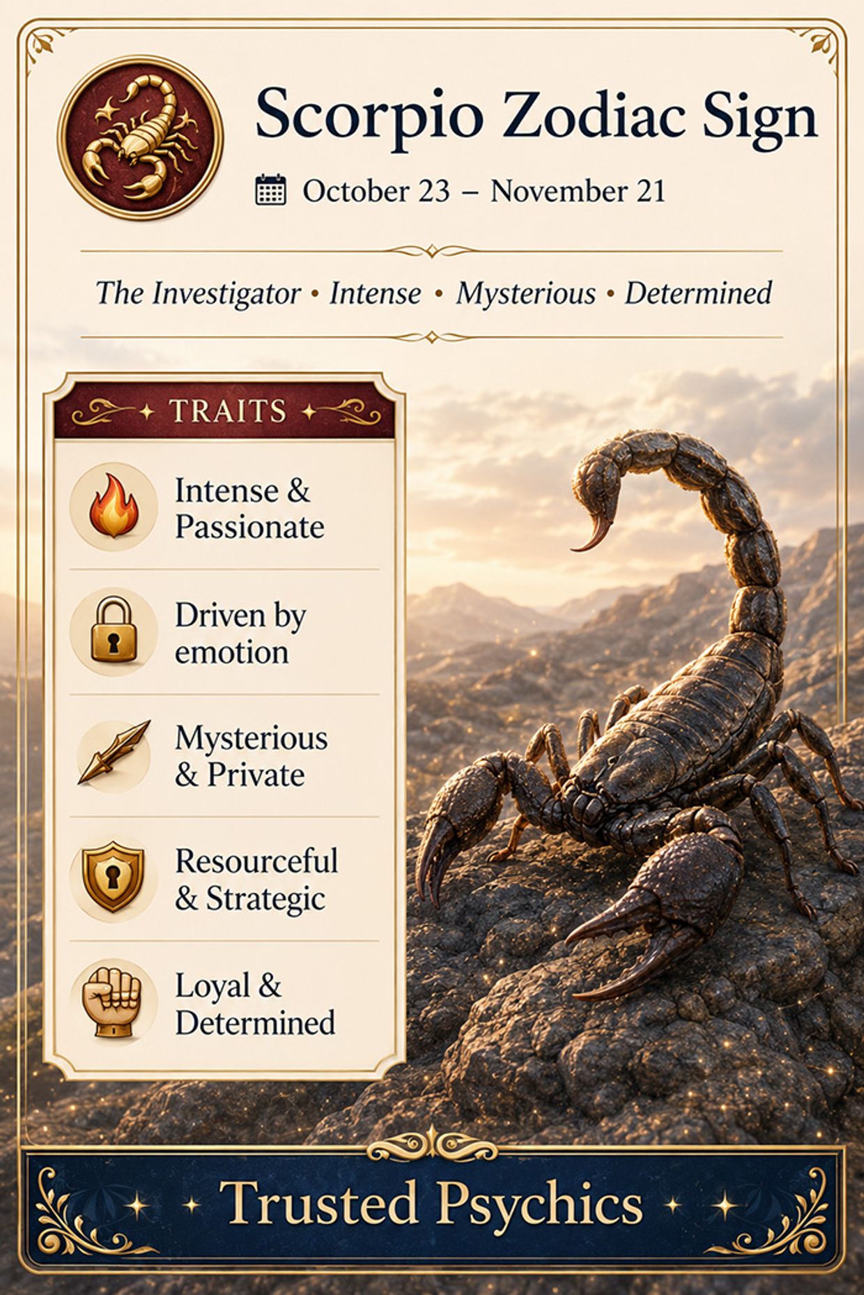 Scorpio Personality Traits - Infographic - Trusted Psychics