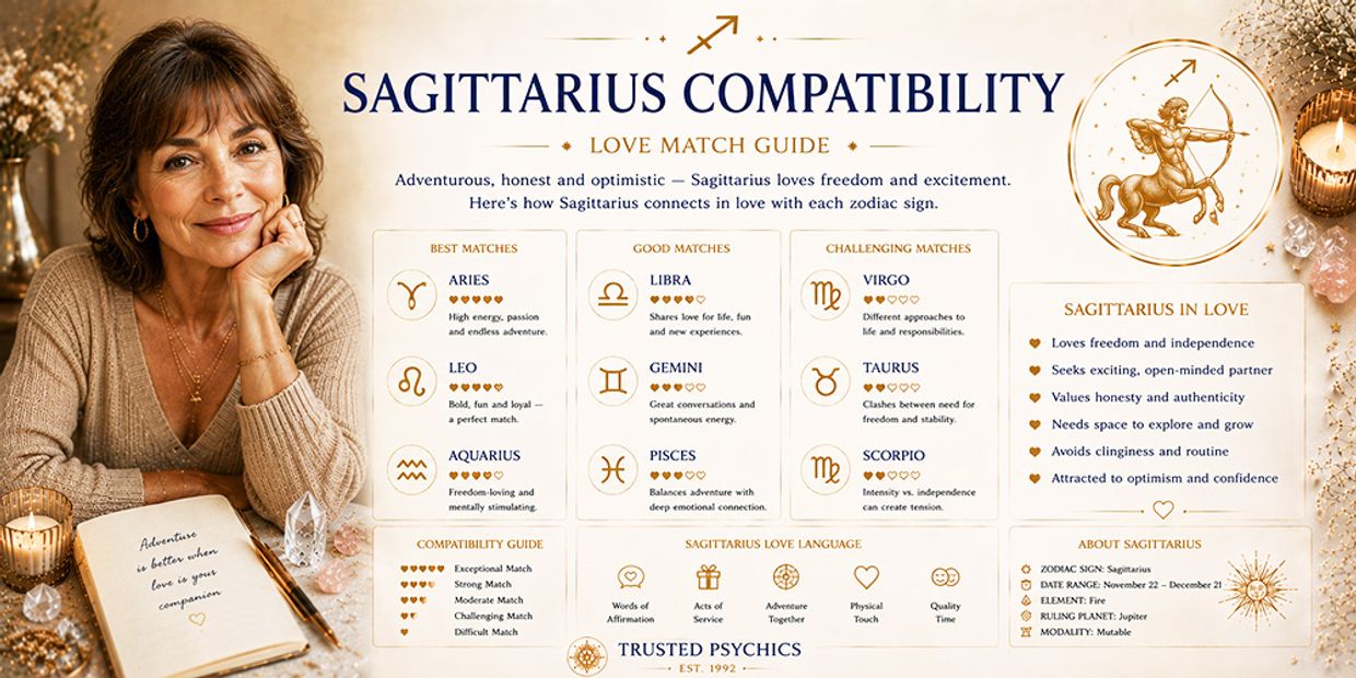 Who Is Sagittarius Most Compatible With in Love & Relationships? Sagittarius Compatibility Infographic