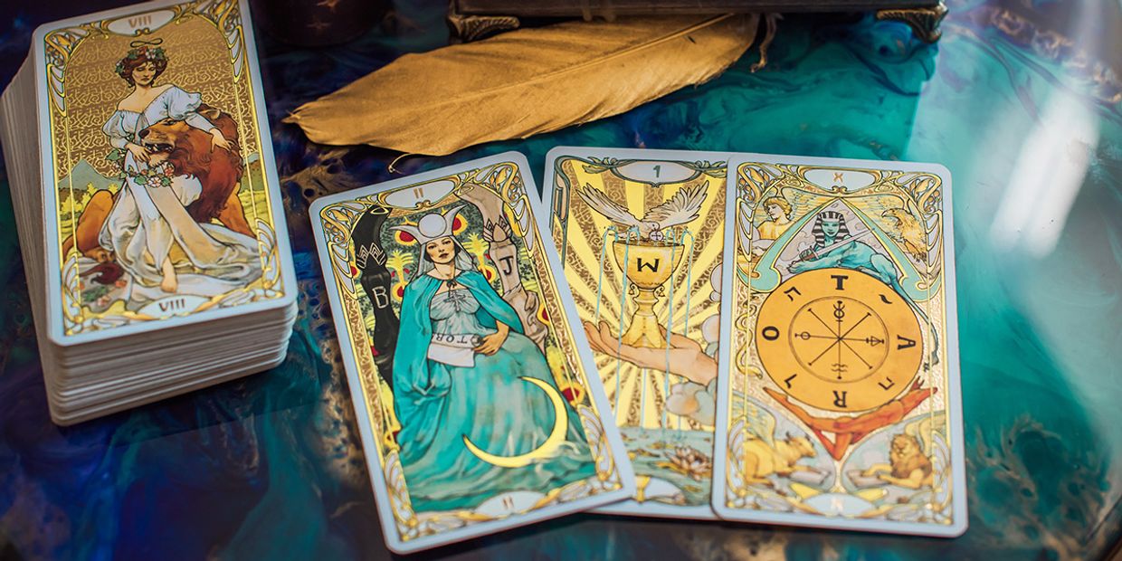 A three card tarot spread - tarot reading.