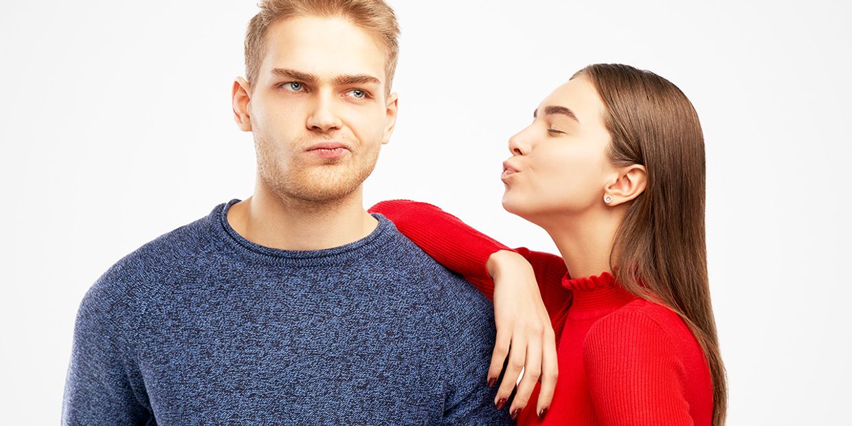 Couple showing mixed emotions about love and relationships, perfect for psychic reading insights.