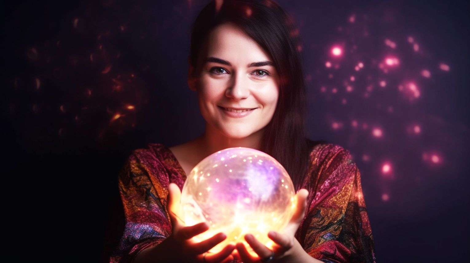 A psychic reader holding a crystal ball