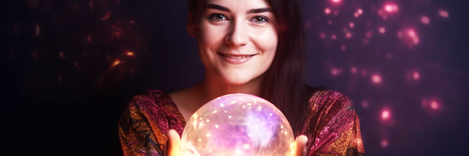 A psychic reader holding a crystal ball