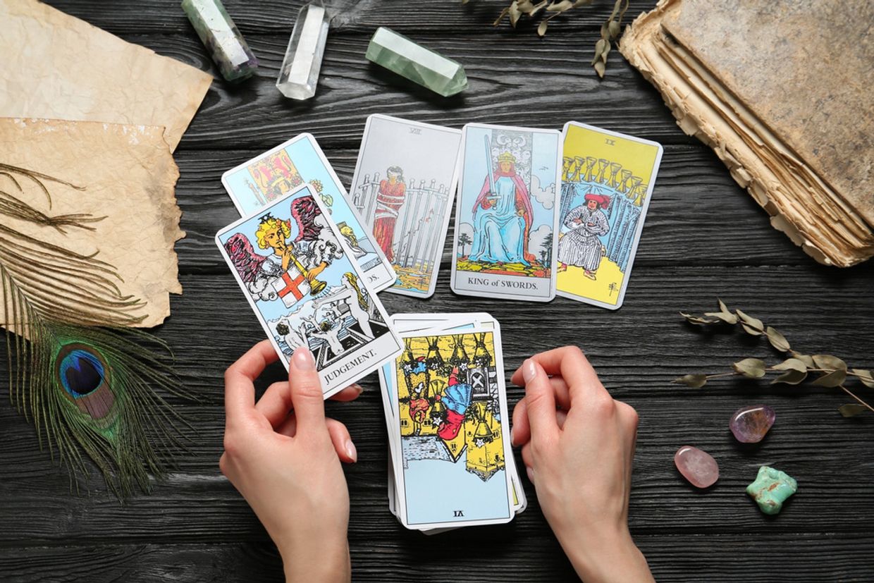 A Tarot reading deck of cards