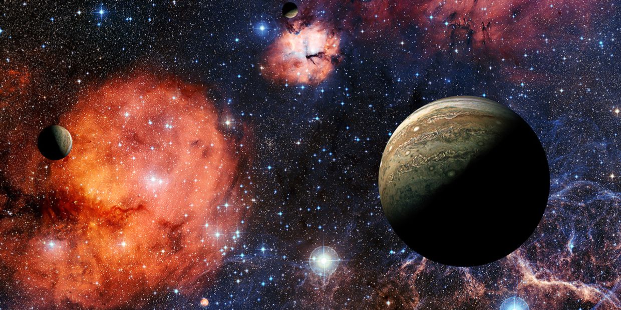 An astrological image depicting planets and stars, ideal for beginners understanding zodiac signs.