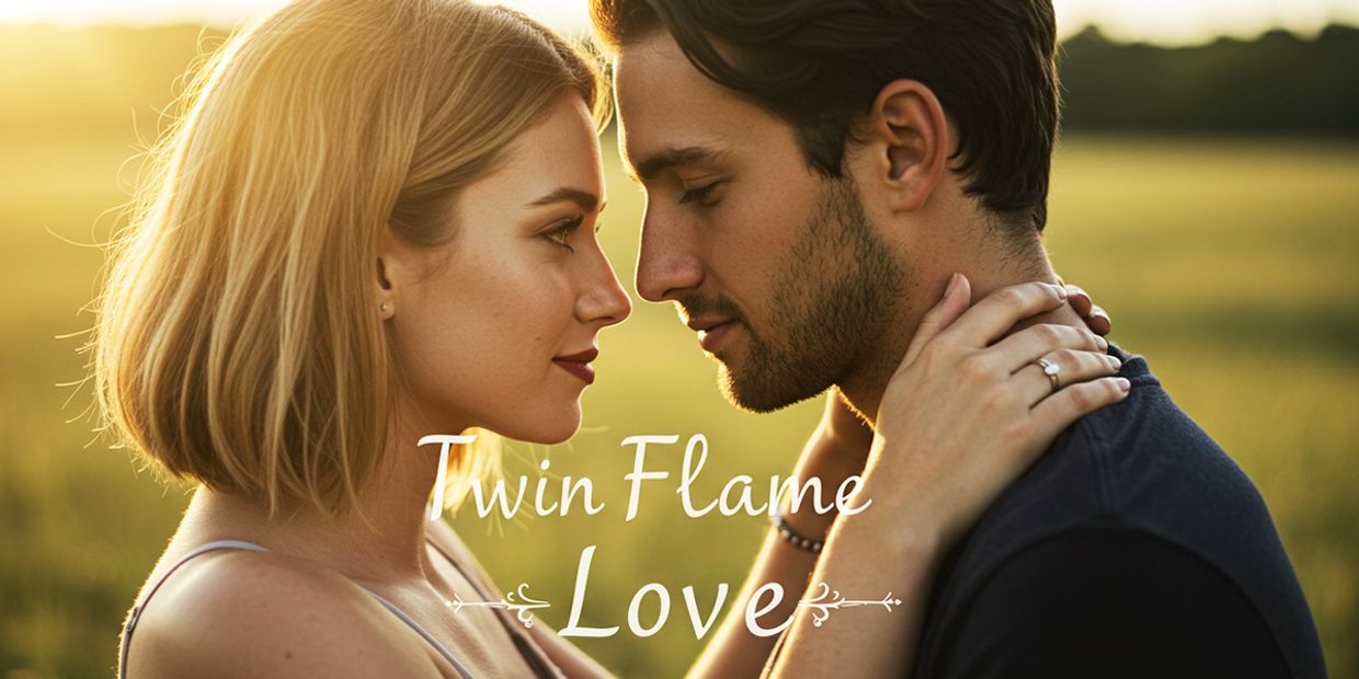 Twin Flame Love - A couple in love, hugging each other in a field.