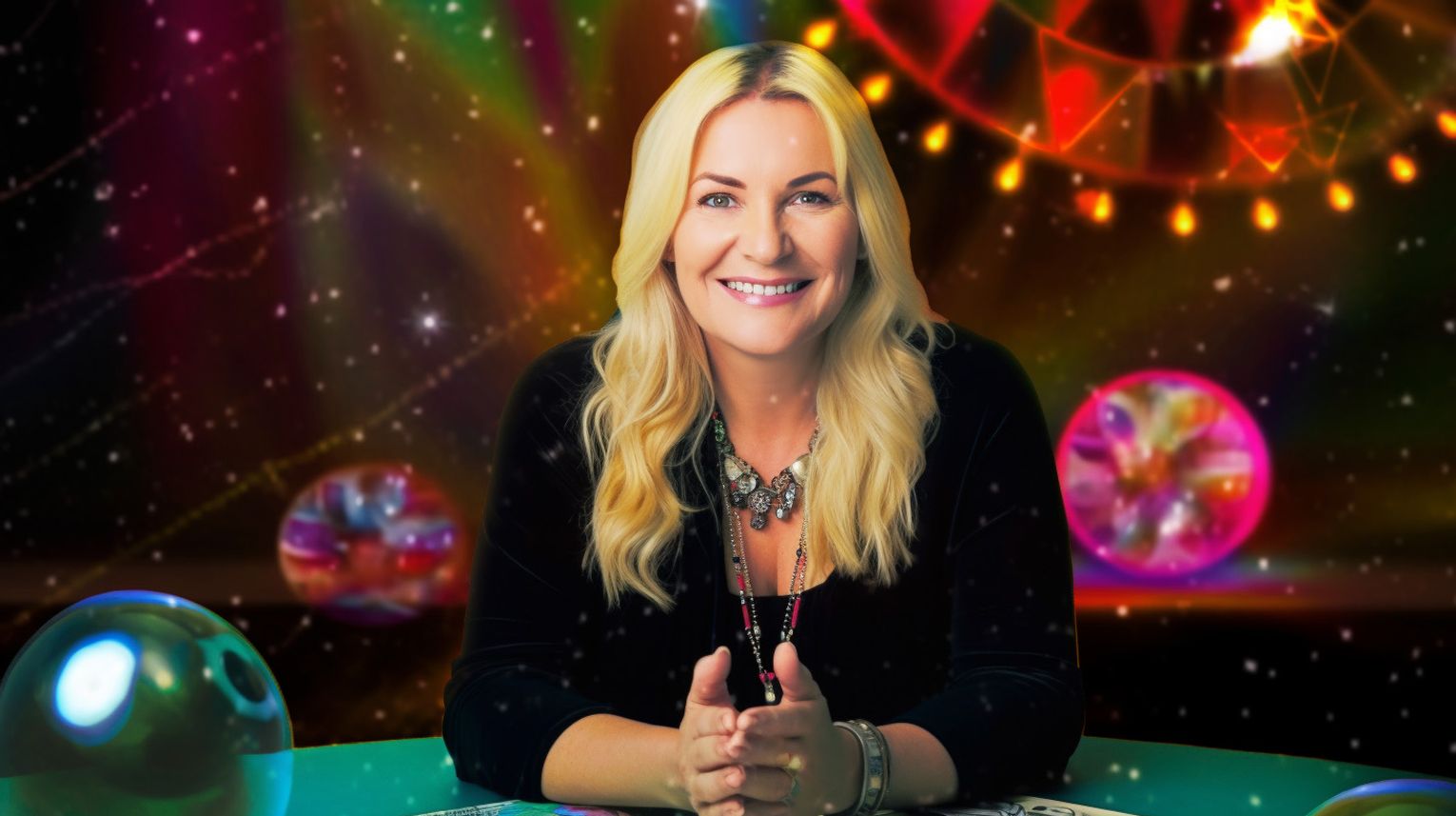 A psychic reader with her crystal balls