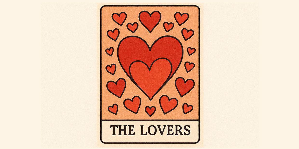 The Lovers Tarot Card - Heart Edition