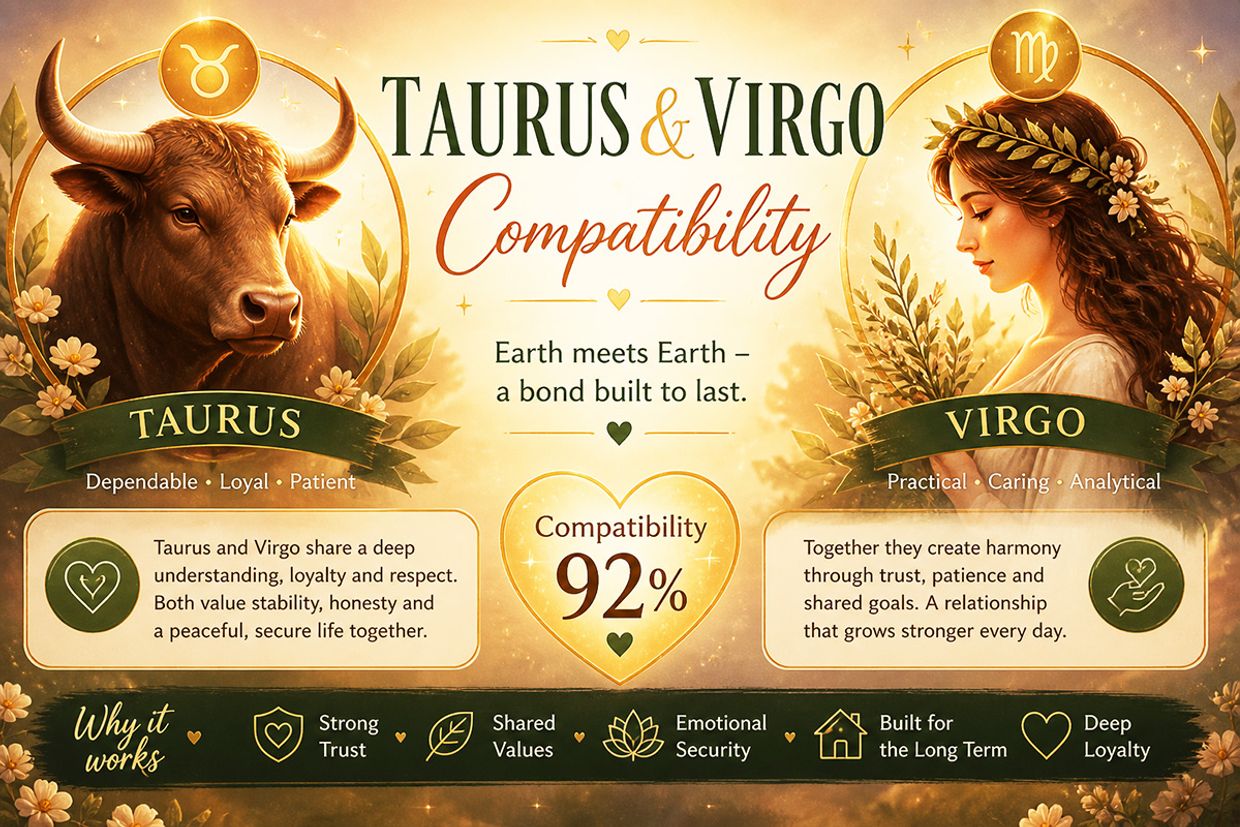 Taurus and Virgo Zodiac Sign Compatibility - Infographic - Virgo Personality Traits