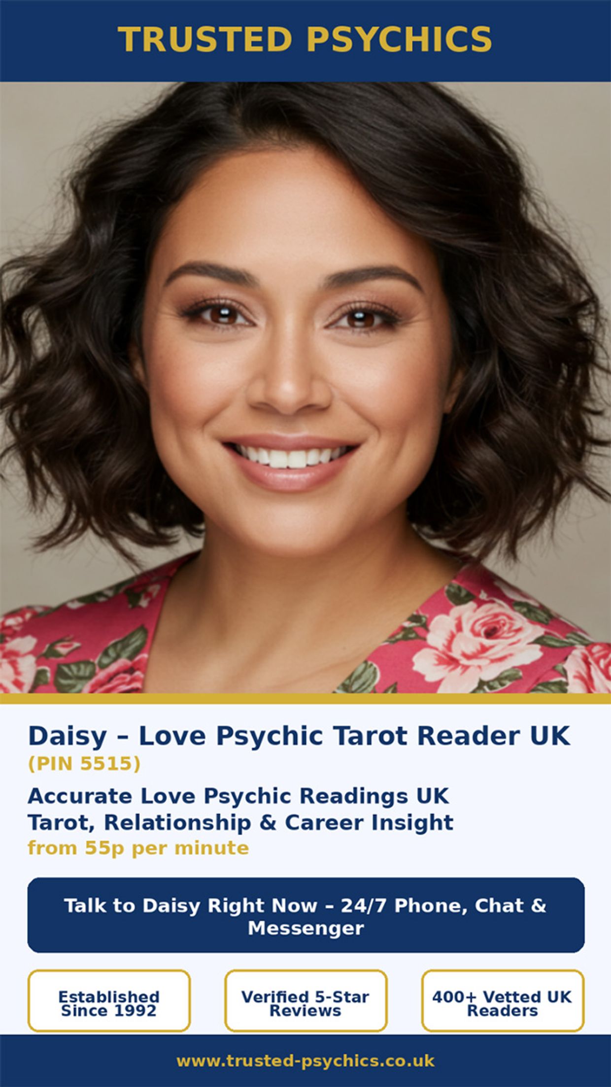 Daisy - Psychic Reader - Career, Love & Dream interpretations (PIN 5515)