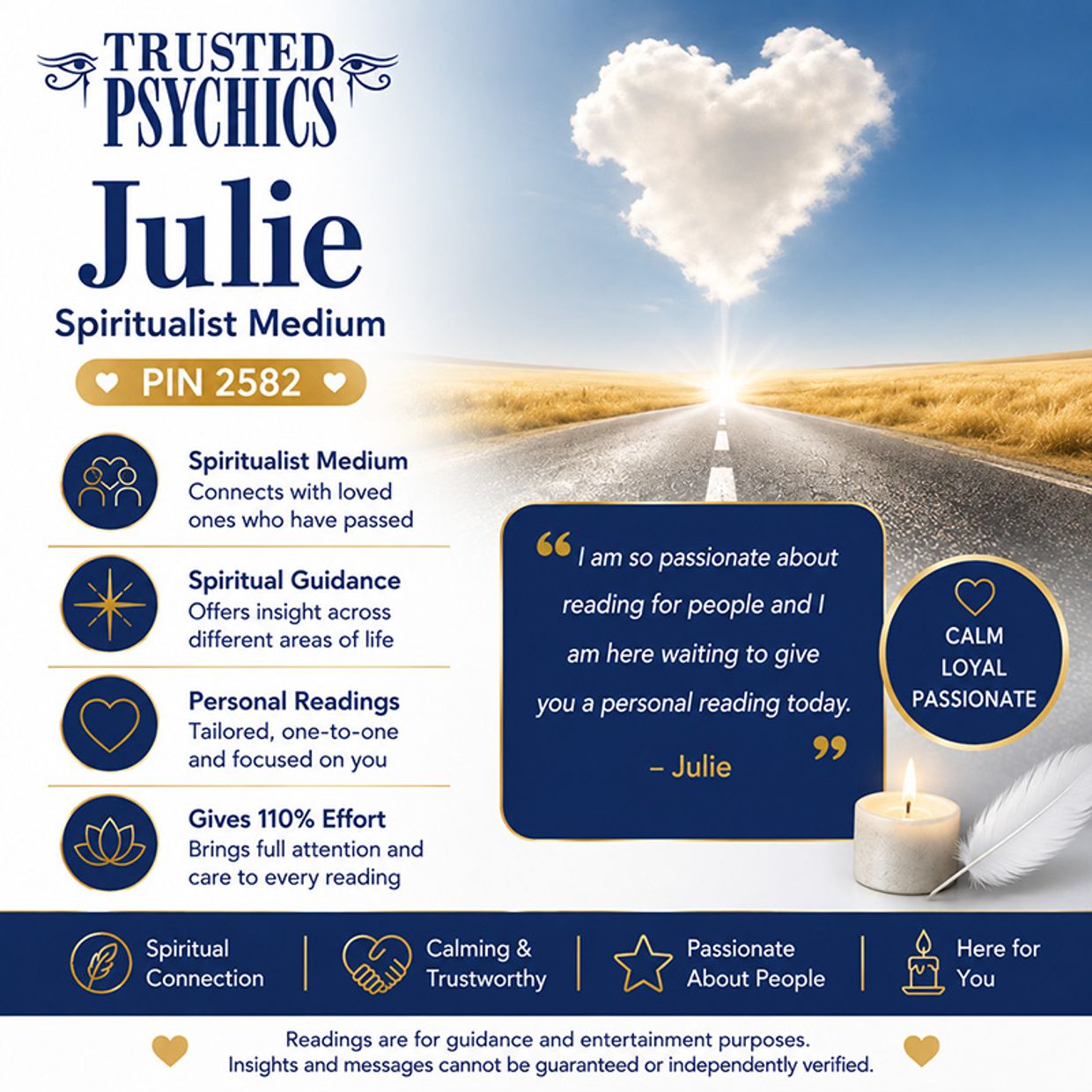 Julie – Spiritualist Medium With 35 Years' Experience | PIN 2582