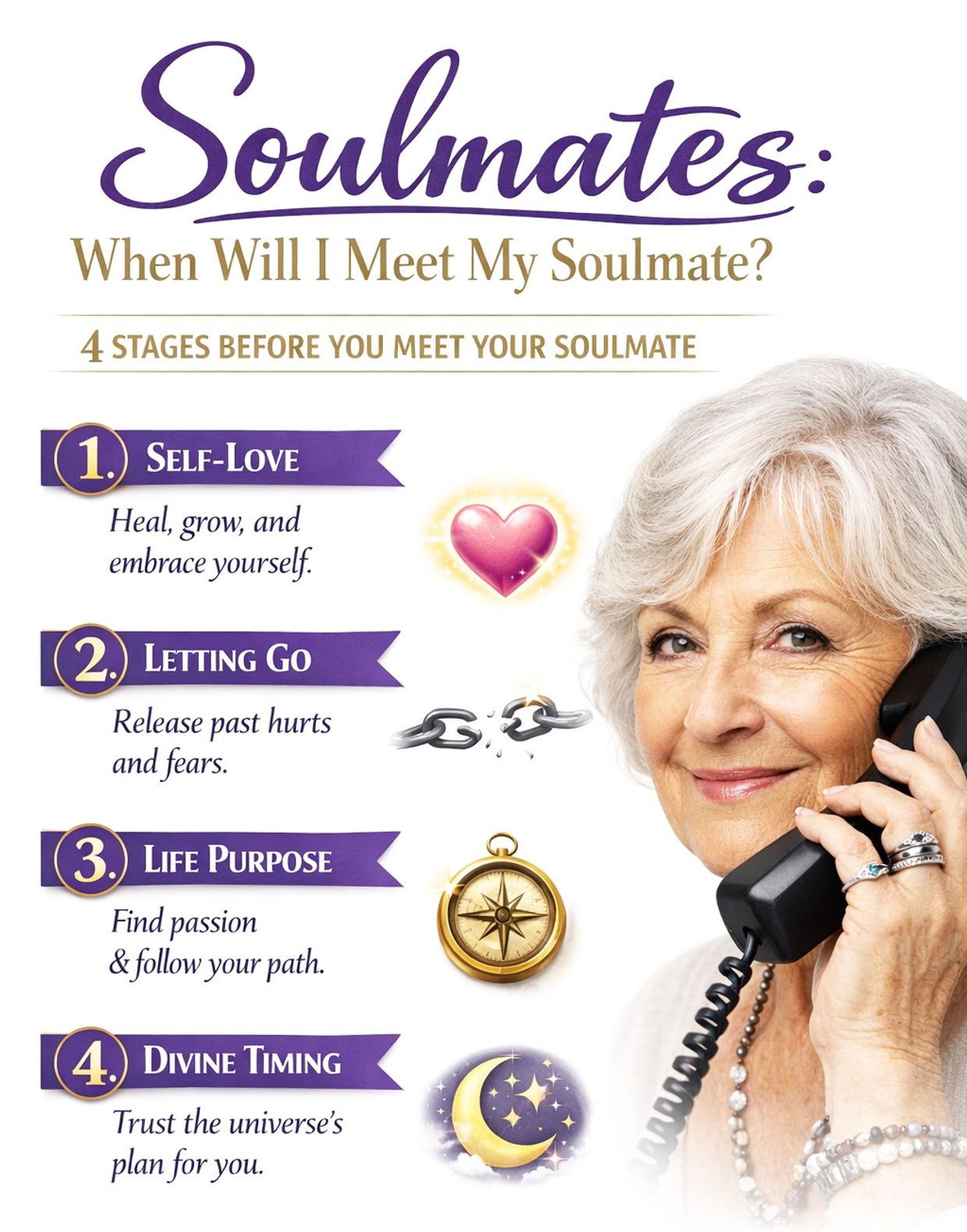 When Will I Meet My Soulmate? Infographic on 4 stages before you meet your soulmate.