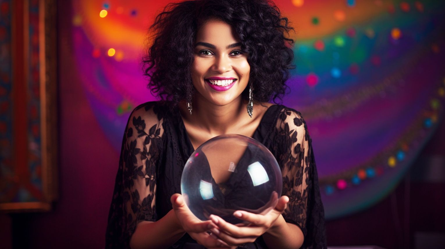 A female Clairvoyant Reader with a crystal ball