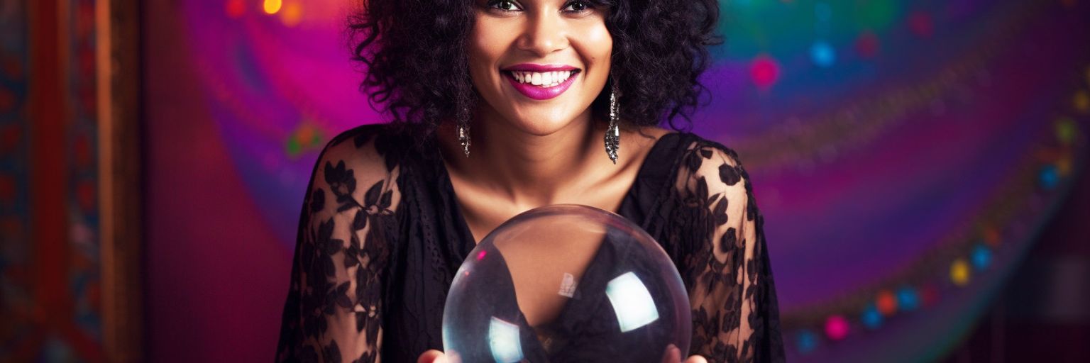 A female Clairvoyant Reader with a crystal ball