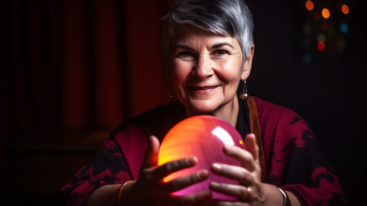 A female psychic reader with her crystal ball