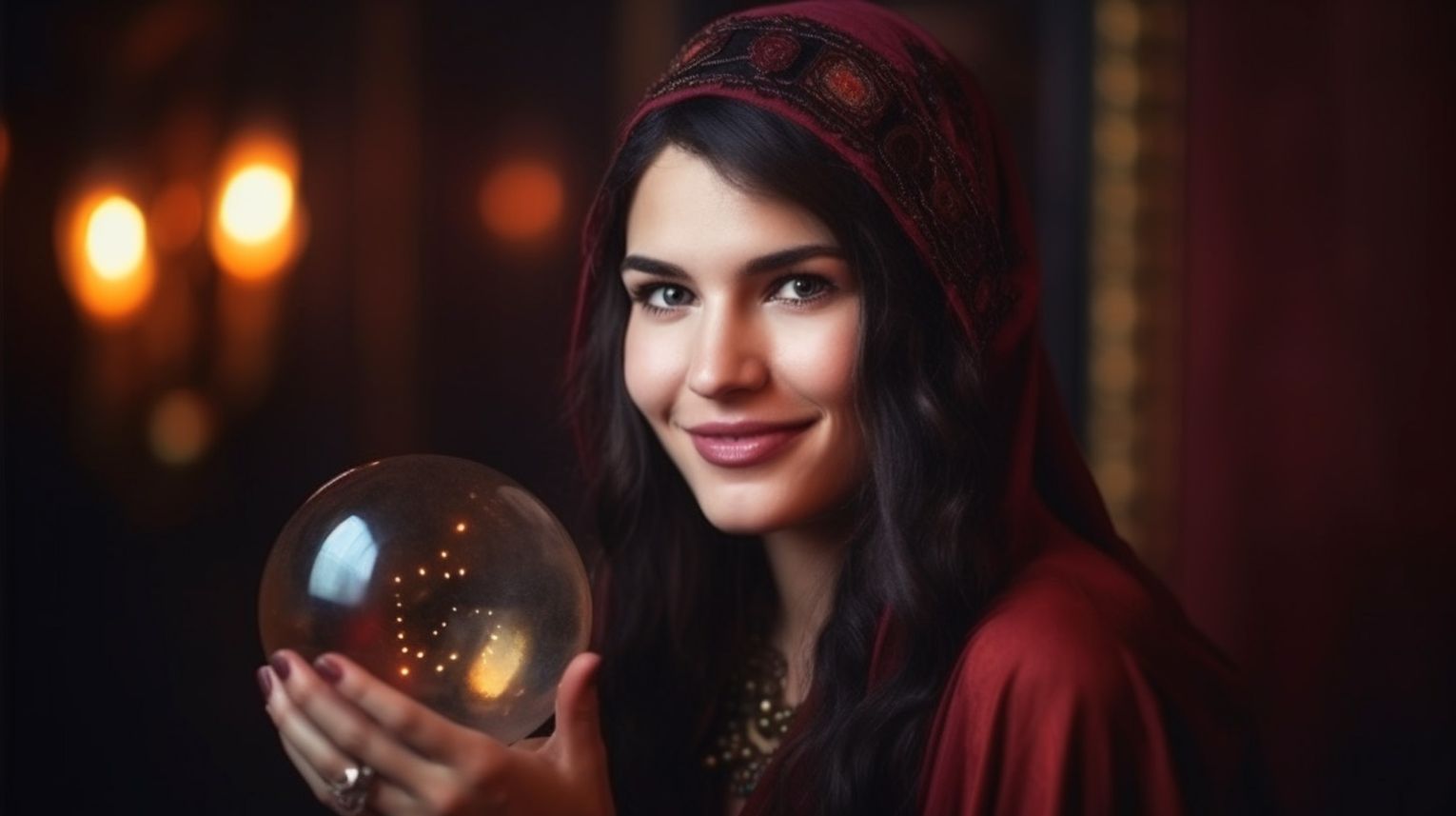 A female fortune teller with a crystal ball