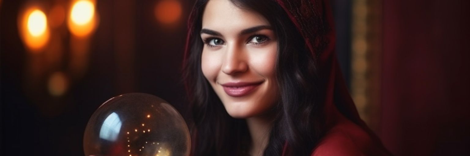A female fortune teller with a crystal ball