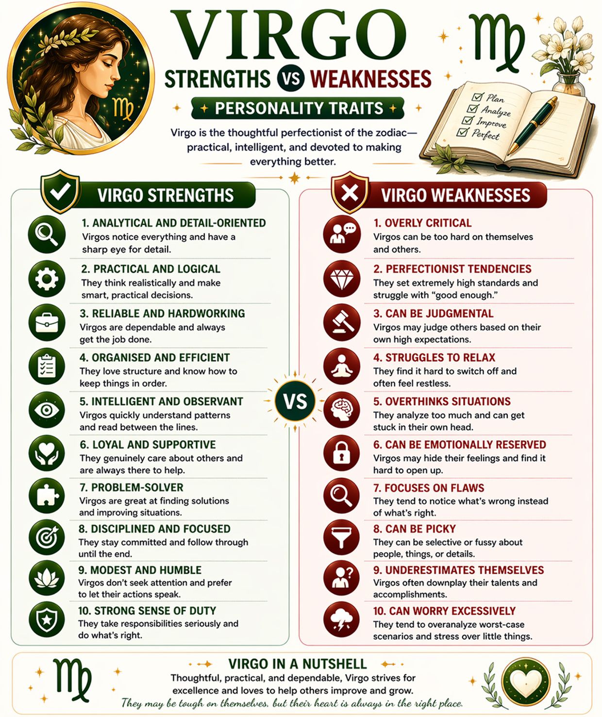 Virgo Strengths & Weaknesses Explained - Infographic