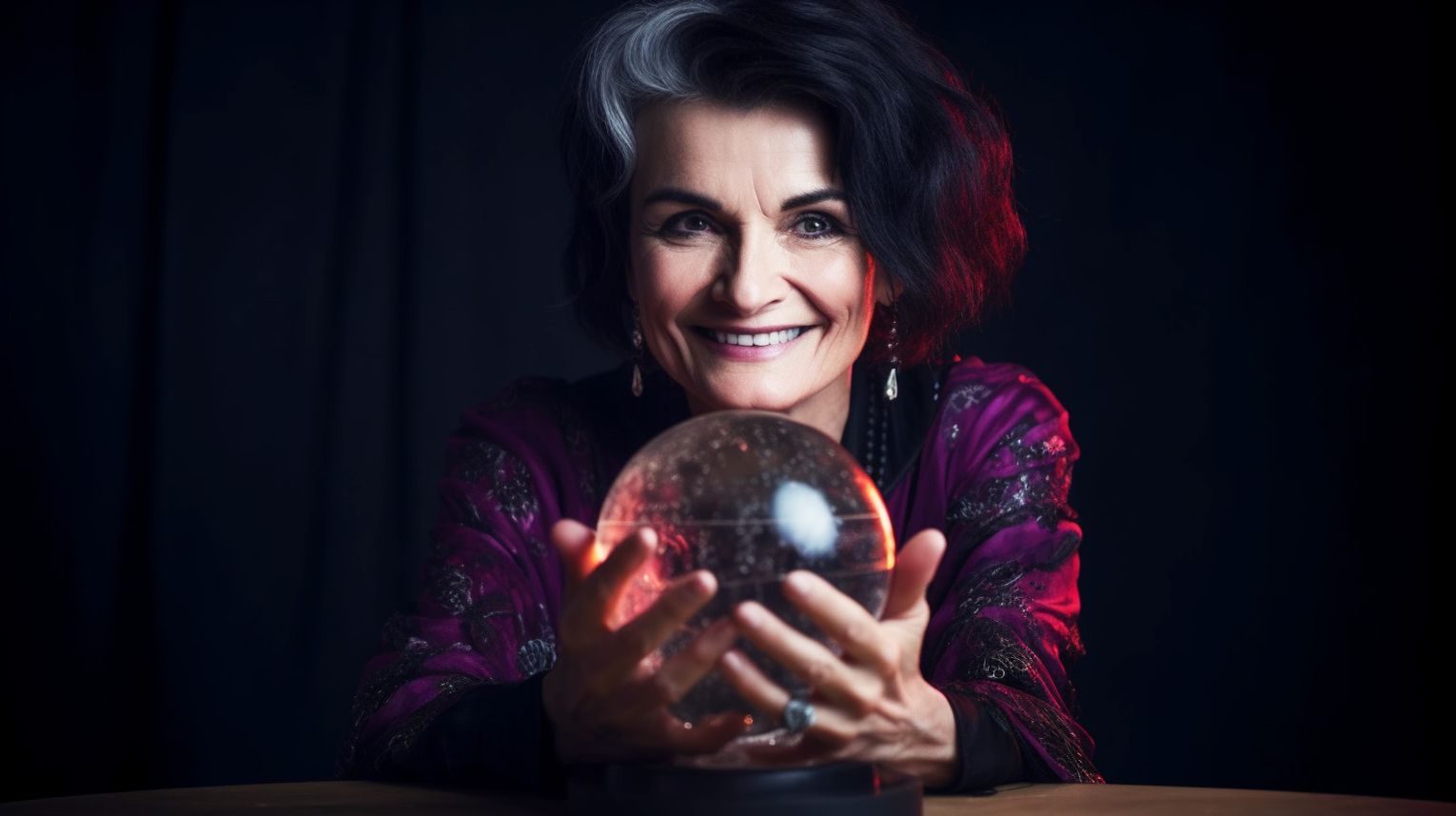 A psychic reader holding a crystal ball
